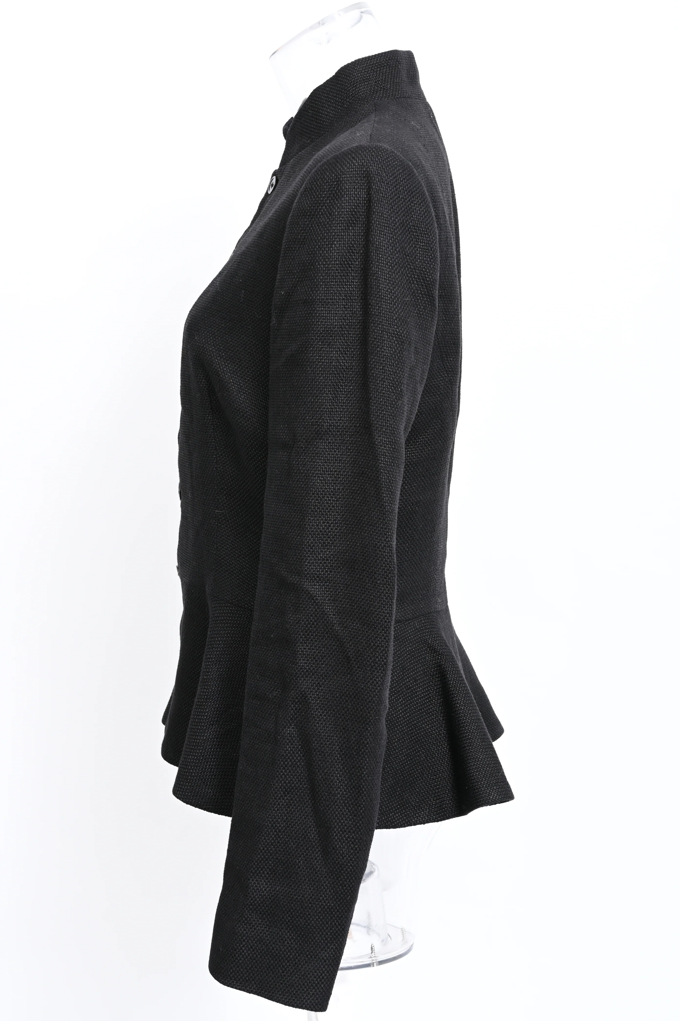 Women's  Ralph Lauren Collection Single-Breasted Peplum Blazer in Black Linen - Image 10