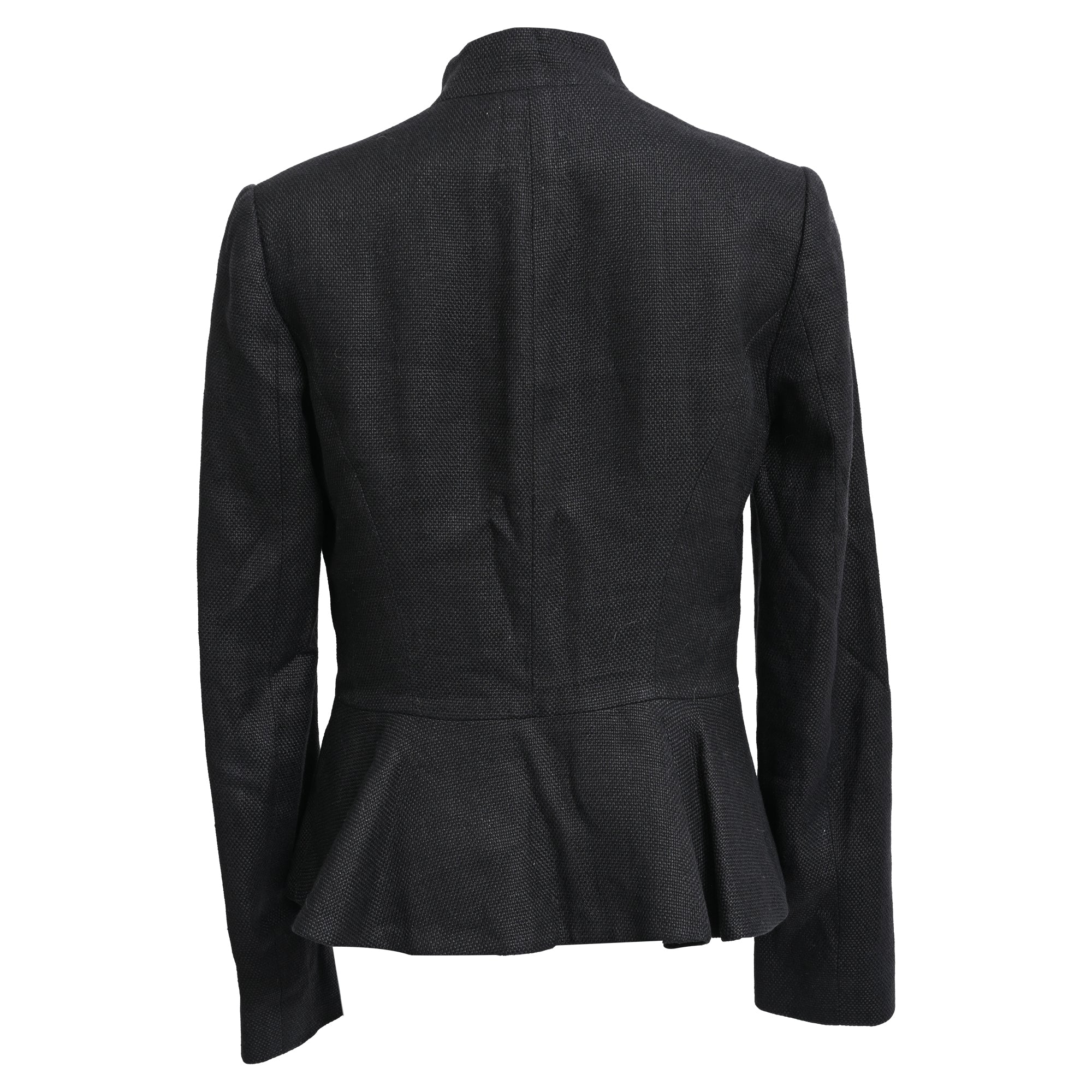 Women's  Ralph Lauren Collection Single-Breasted Peplum Blazer in Black Linen - Image 3