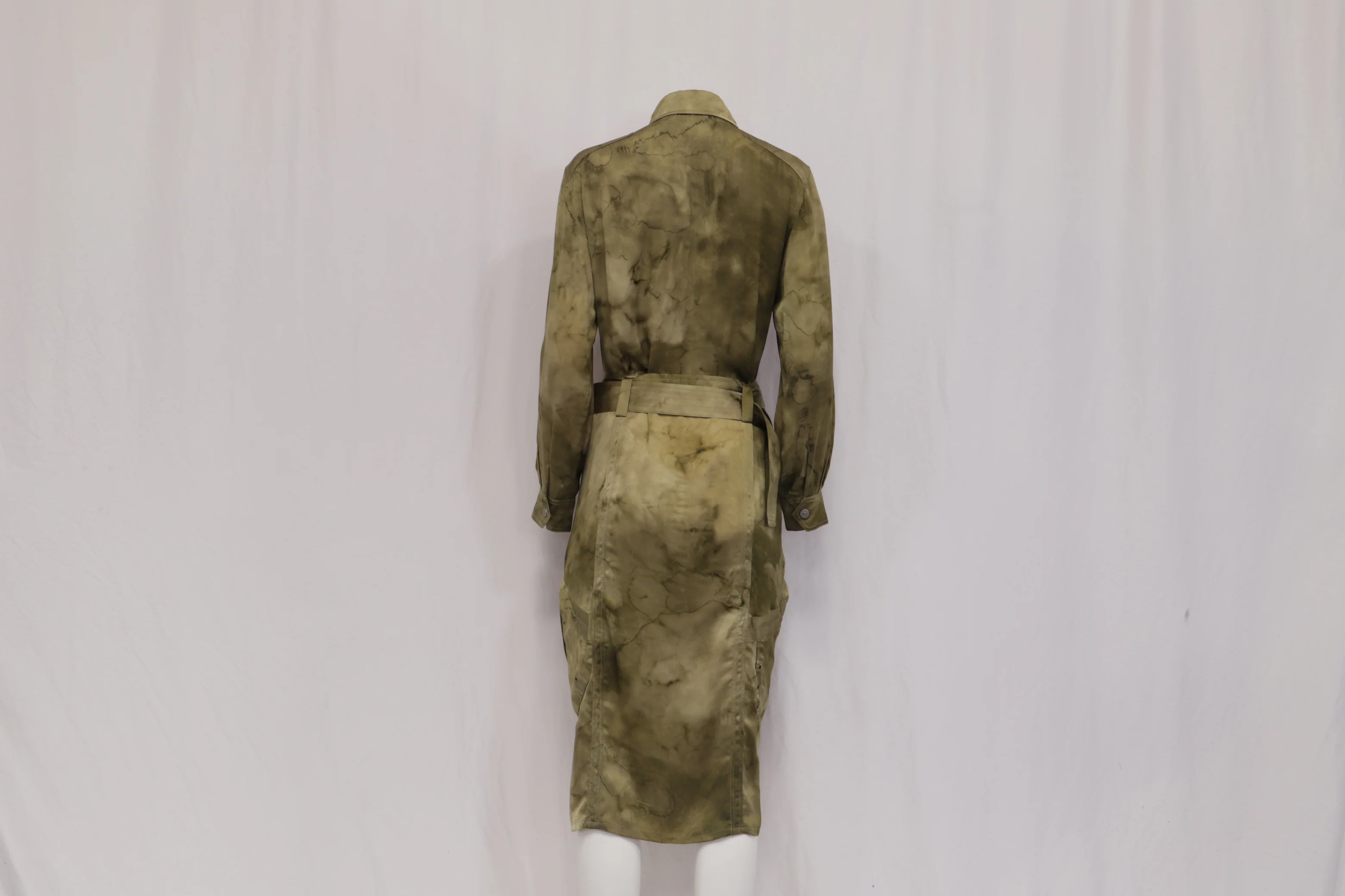 Women's Ralph Lauren Purple Label Printed Shirt Dress with Belt in Green Silk - Image 10