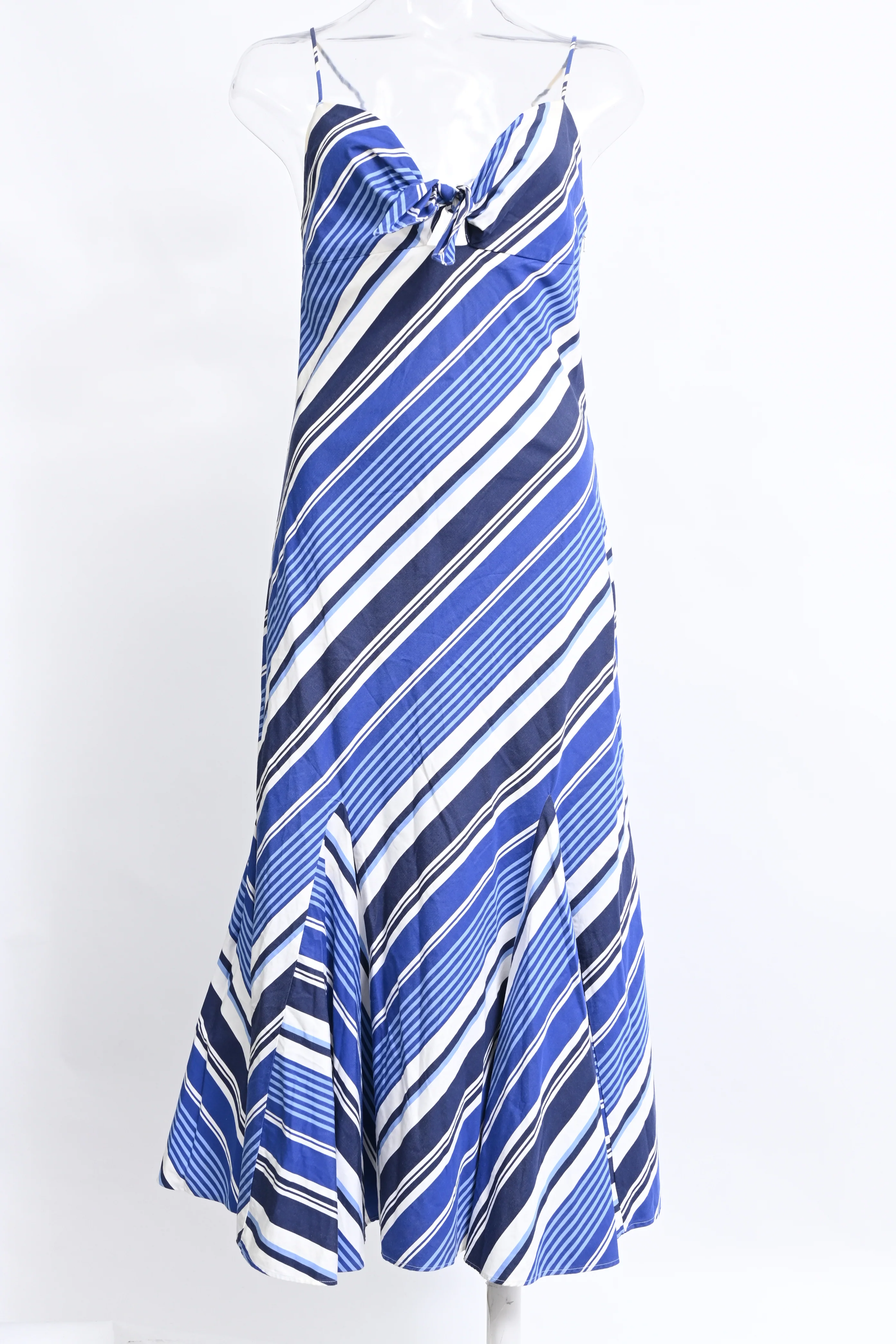 Women's  Ralph Lauren Striped Flared Midi Dress in Blue Cotton - Image 7
