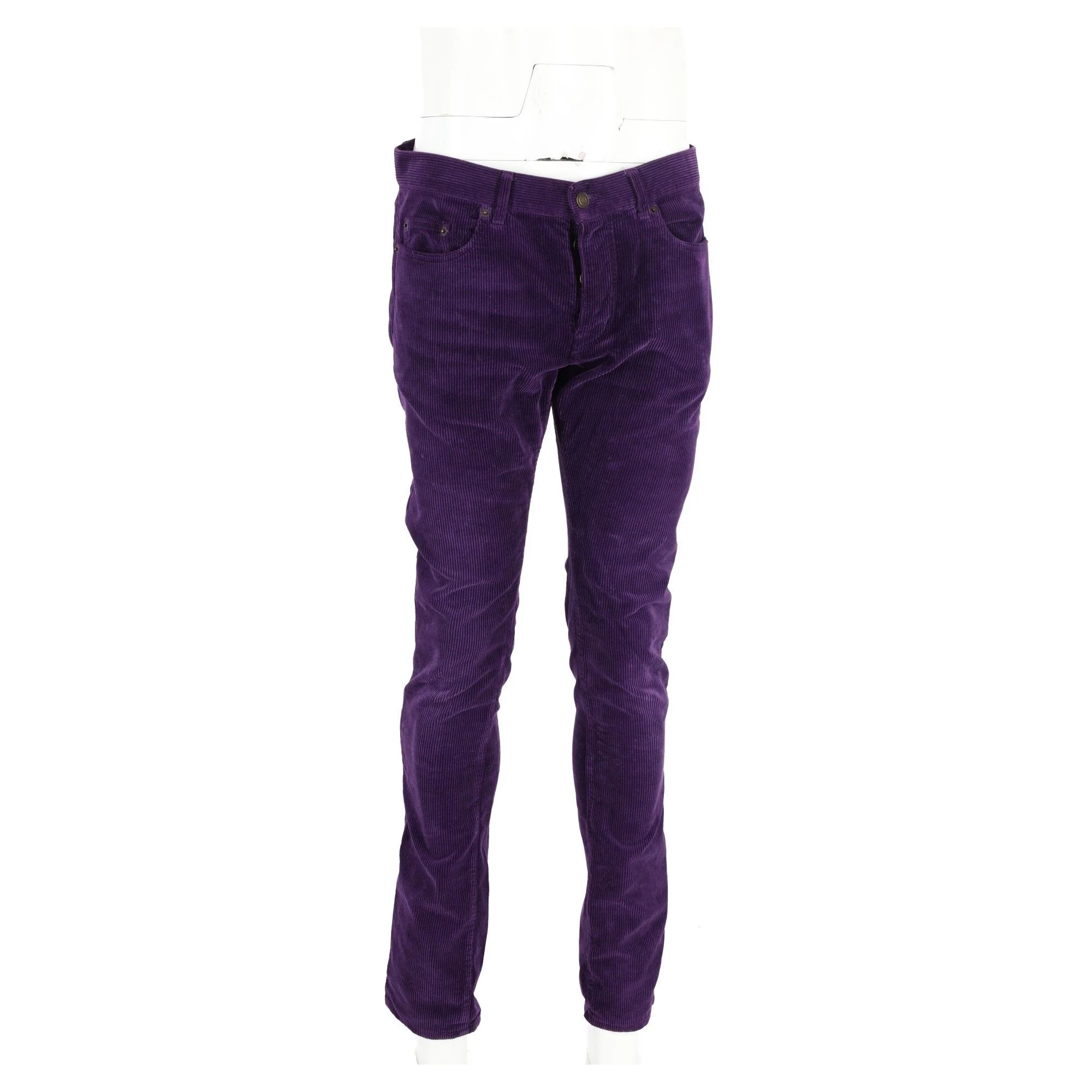 Men's Saint Laurent Slim-Fit Corduroy Pants in Purple Cotton - Image 4