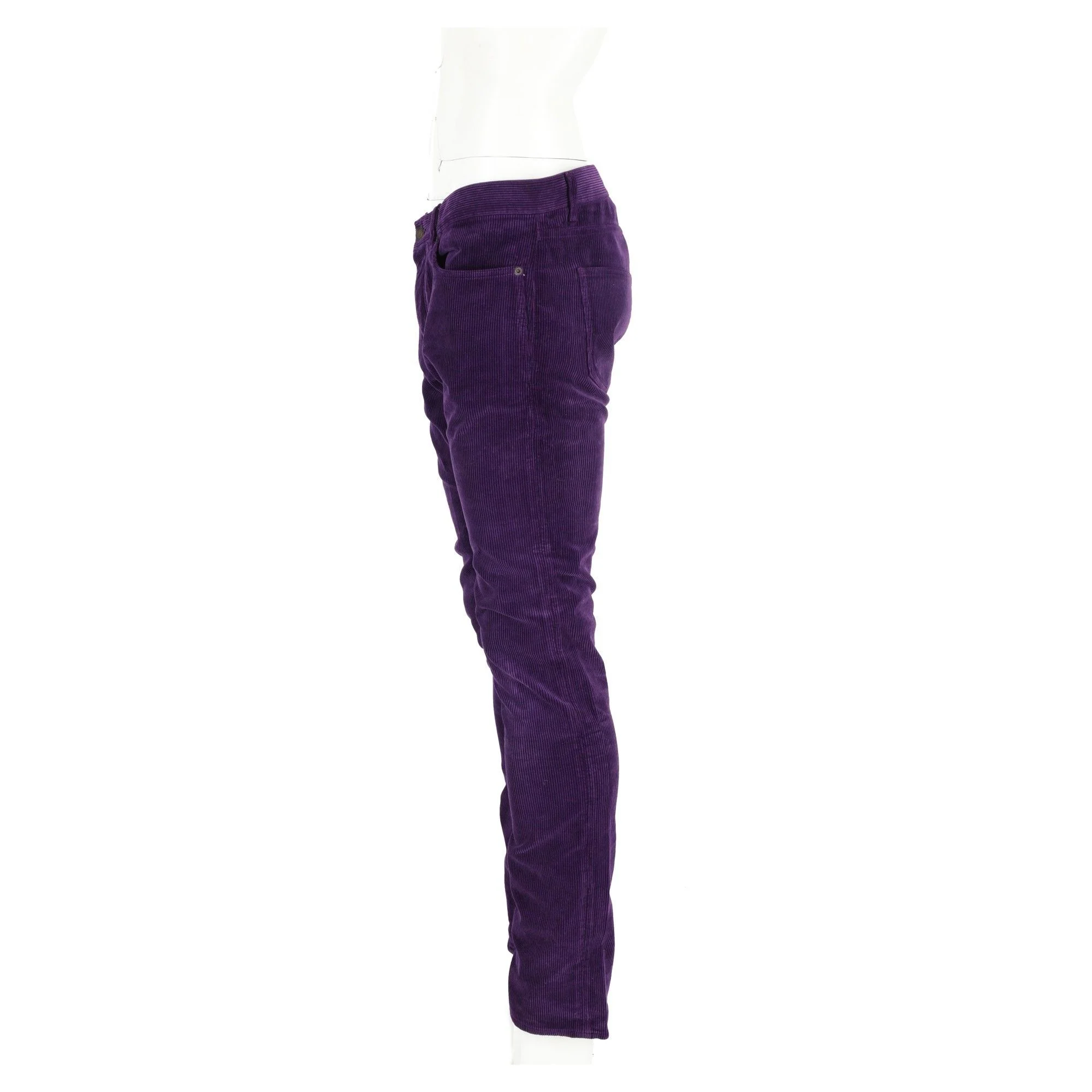 Men's Saint Laurent Slim-Fit Corduroy Pants in Purple Cotton - Image 5