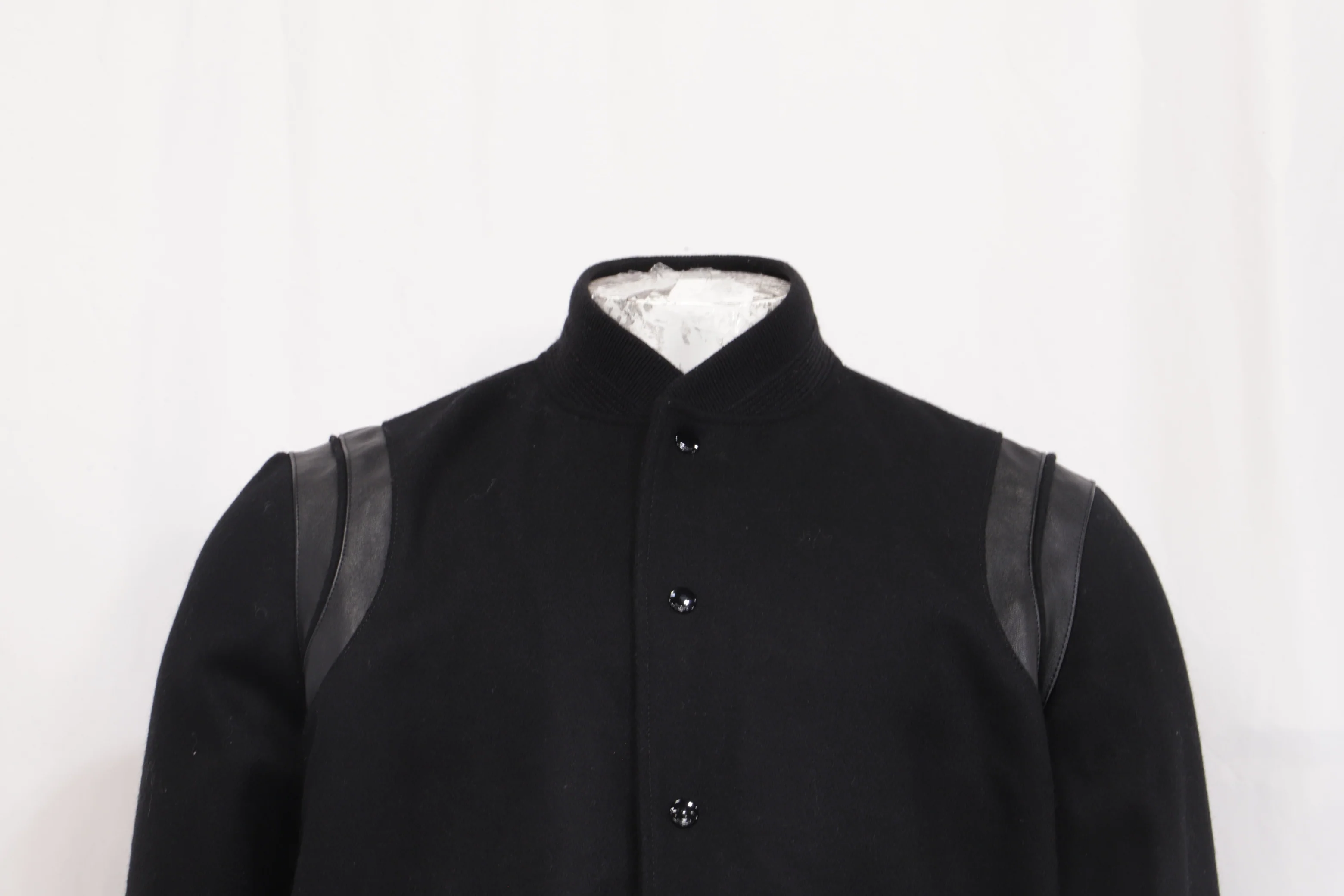Men's Saint Laurent Teddy Bomber Jacket in Black Wool - Image 9