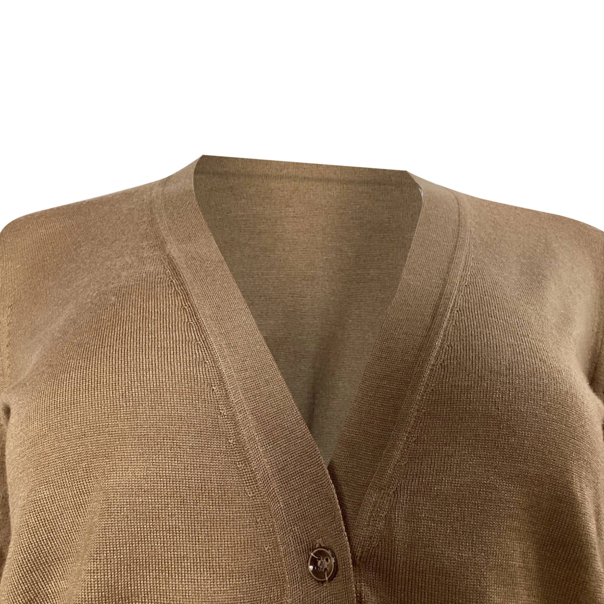 Women's Saint Laurent V-neck Cardigan in Beige Cashmere - Image 3