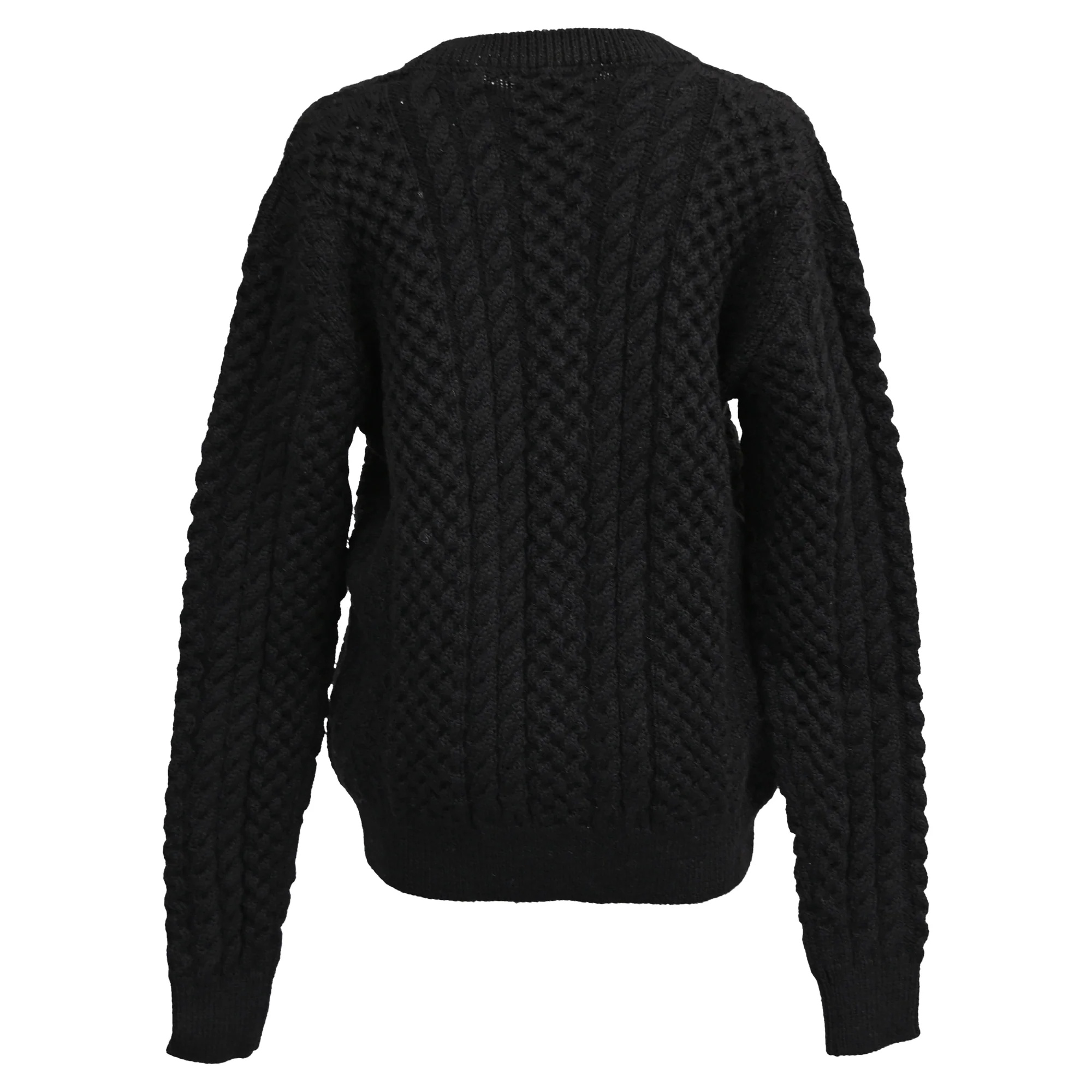 Women's Saint Laurent Cableknit Sweater in Black Wool - Image 3