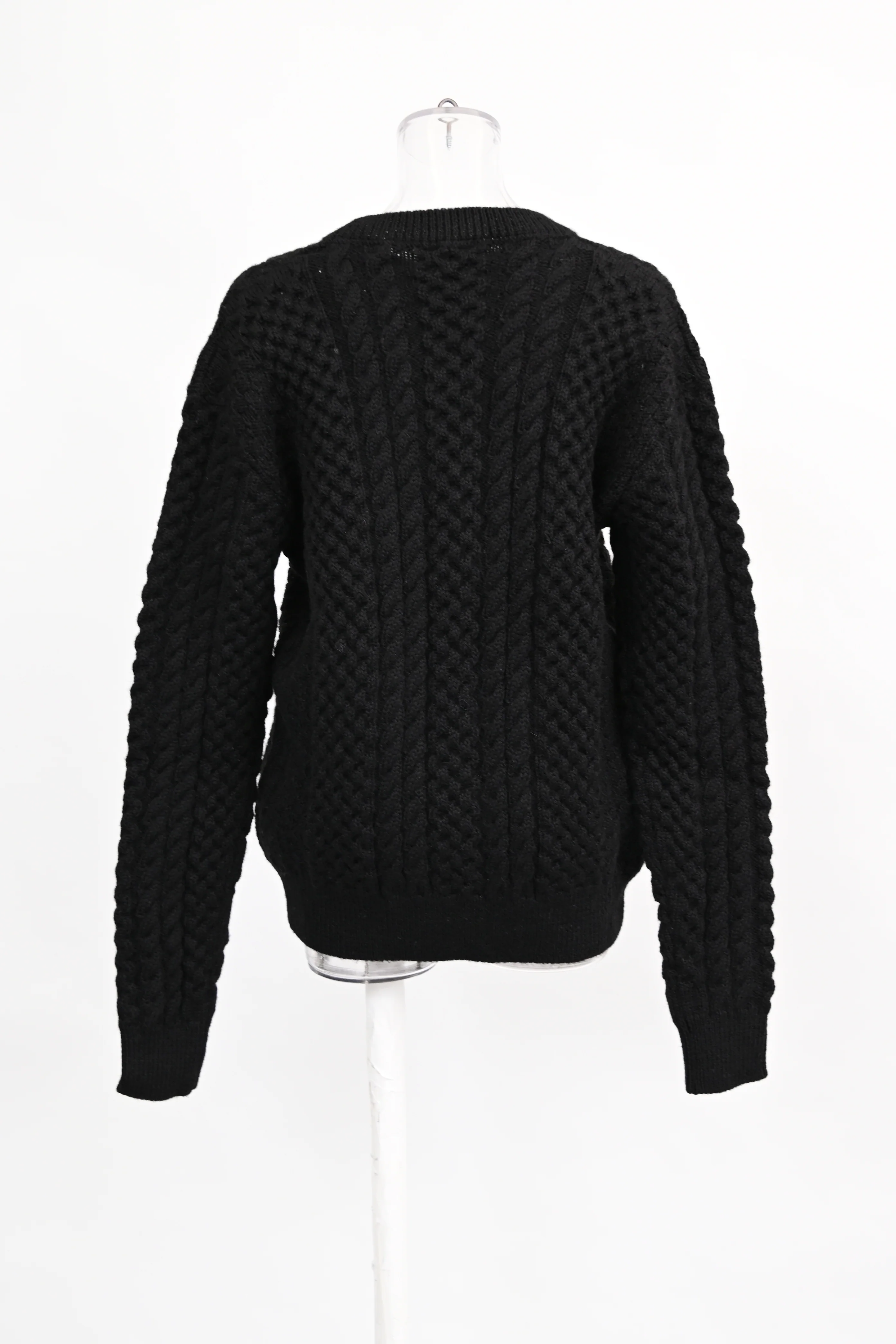 Women's Saint Laurent Cableknit Sweater in Black Wool - Image 8