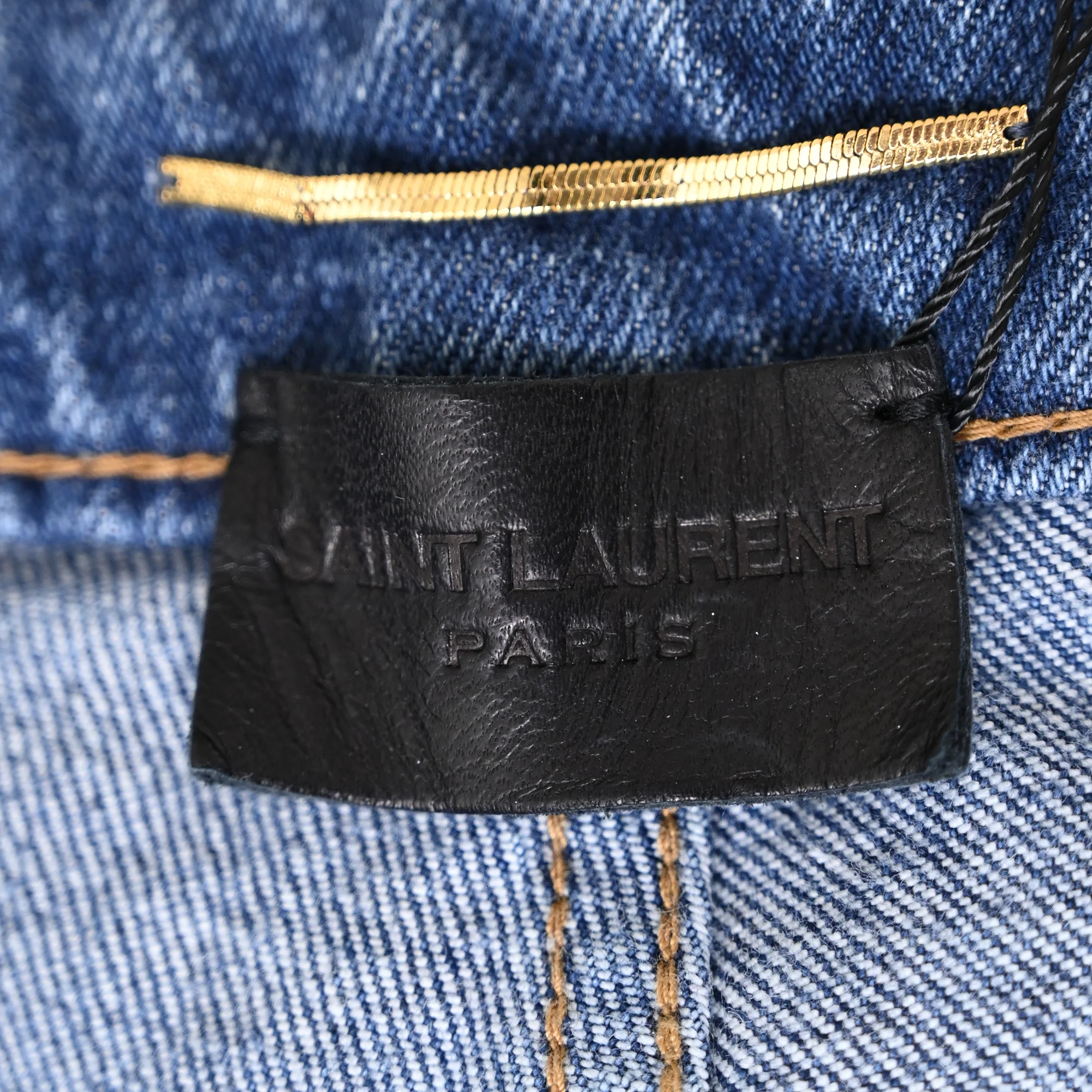 Women's Saint Laurent Distressed Washed Jeans in Light Blue Denim - Image 4