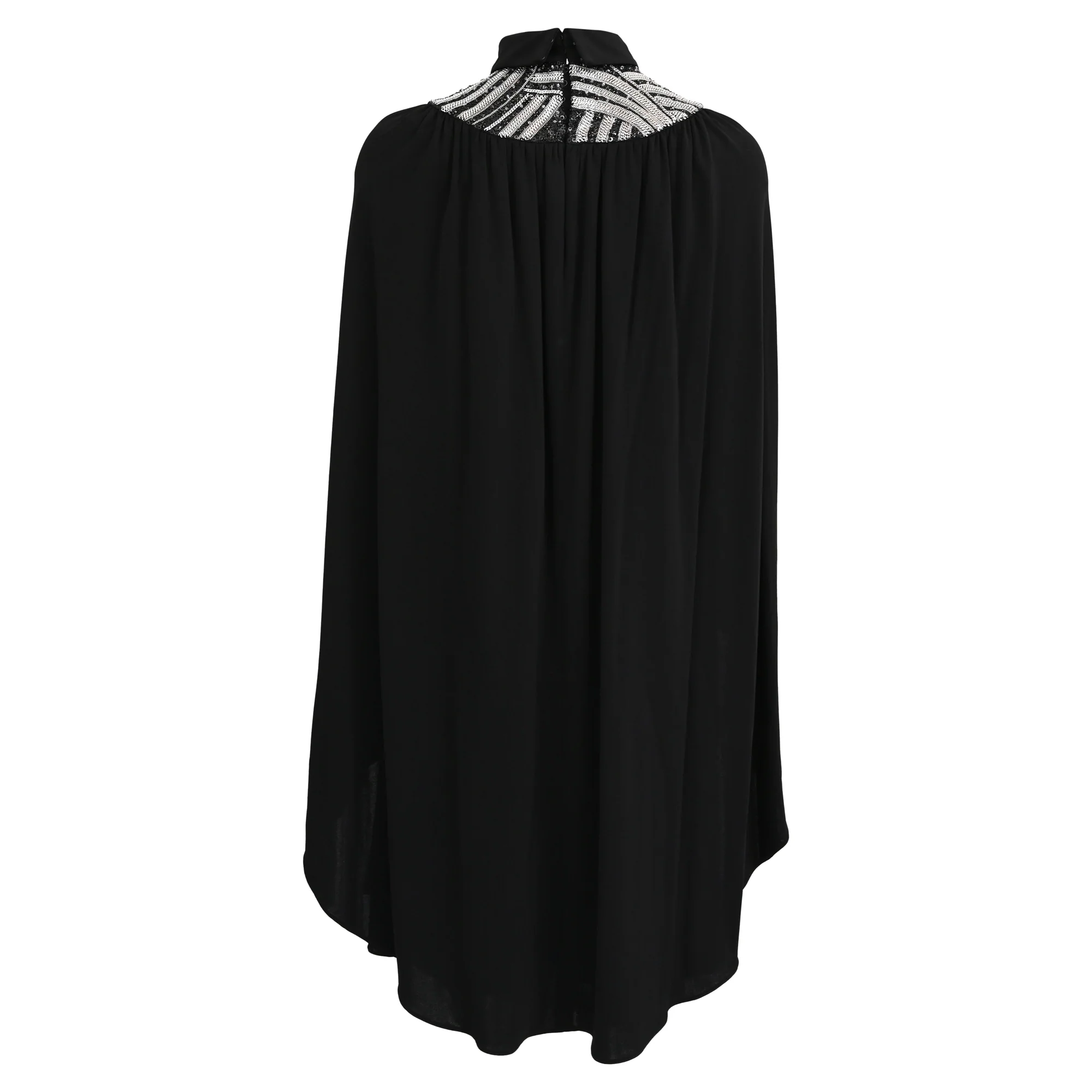 Women's Saint Laurent Embellished Cape Dress in Black Viscose - Image 3