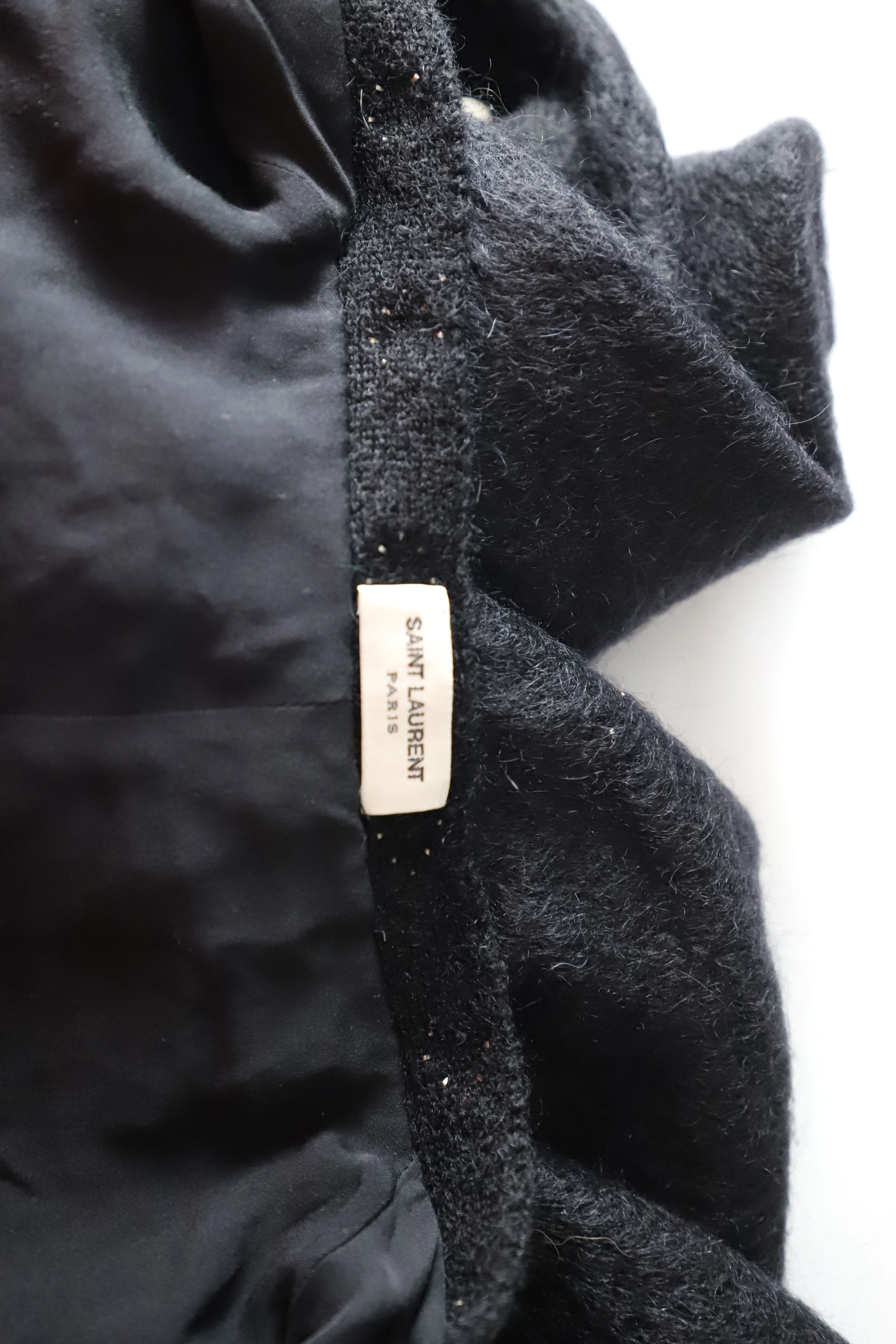 Women's Saint Laurent Heart Stud Cardigan in Black Mohair - Image 10