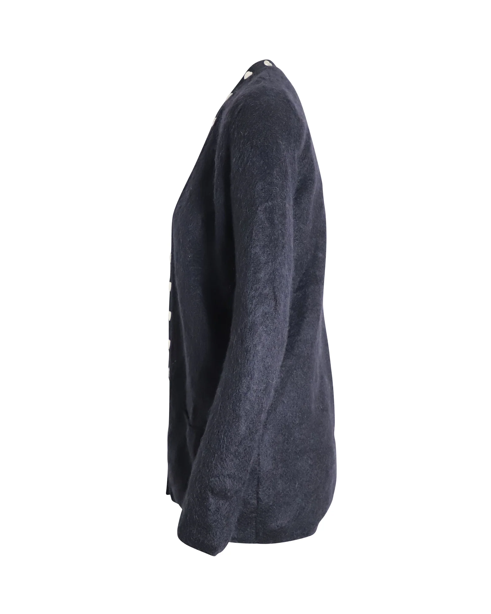 Women's Saint Laurent Heart Stud Cardigan in Black Mohair - Image 2