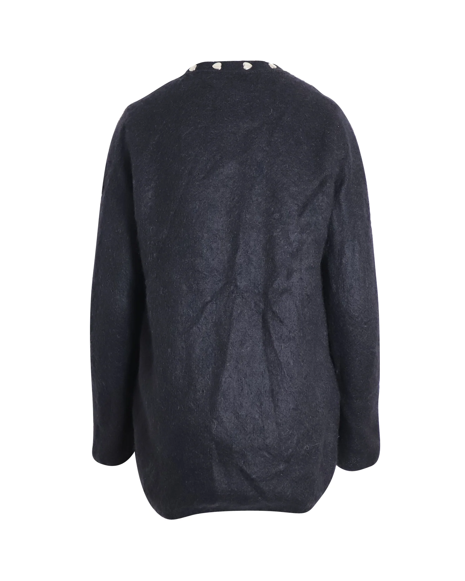 Women's Saint Laurent Heart Stud Cardigan in Black Mohair - Image 3