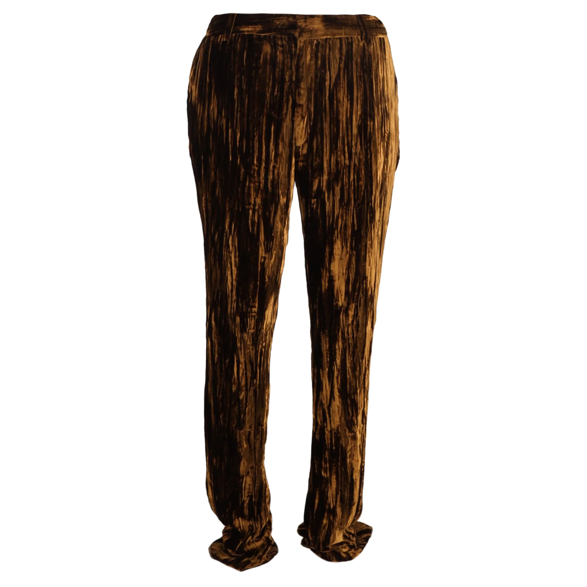 Women's Saint Laurent Straight-Leg Tapered Pants in Brown Velvet