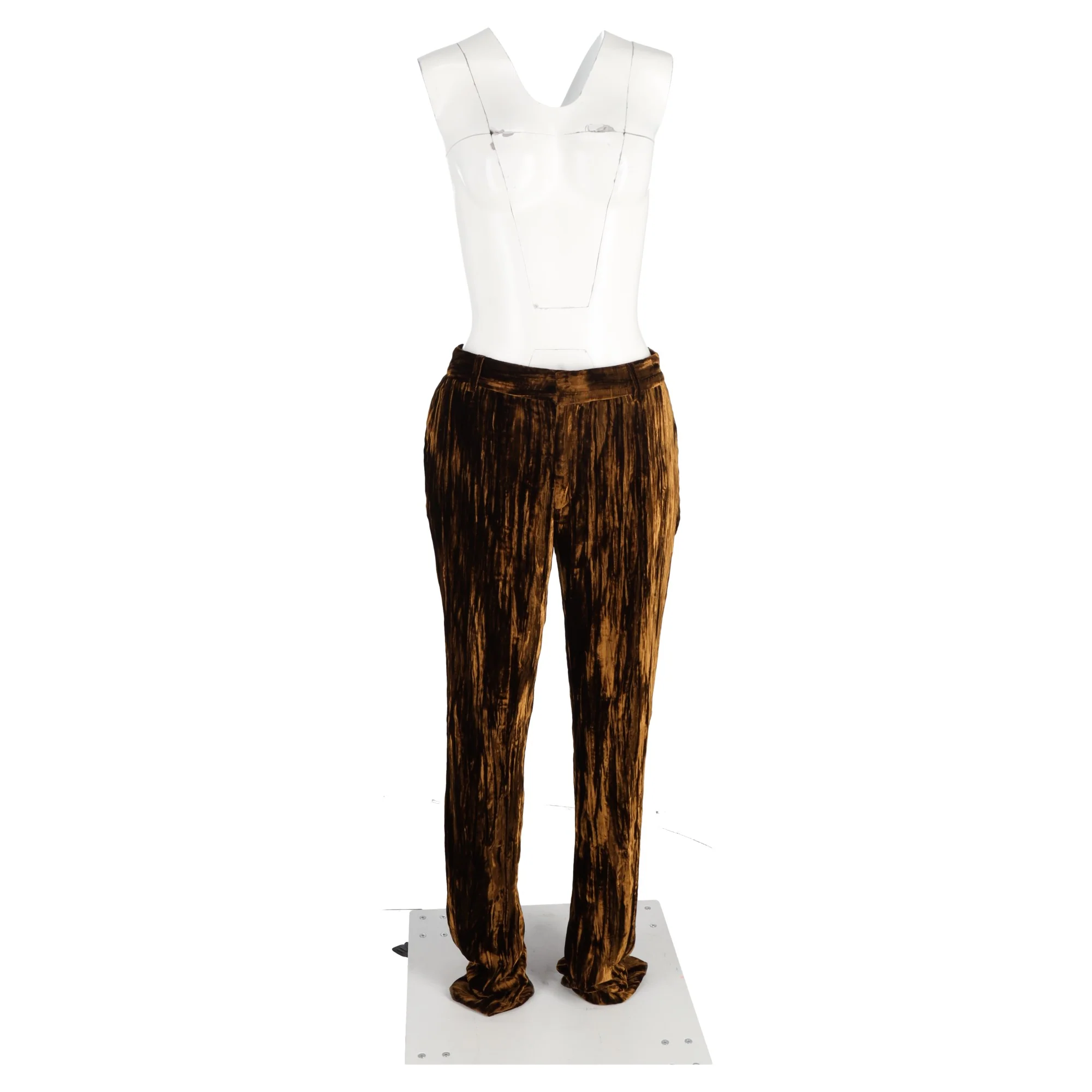 Women's Saint Laurent Straight-Leg Tapered Pants in Brown Velvet - Image 4