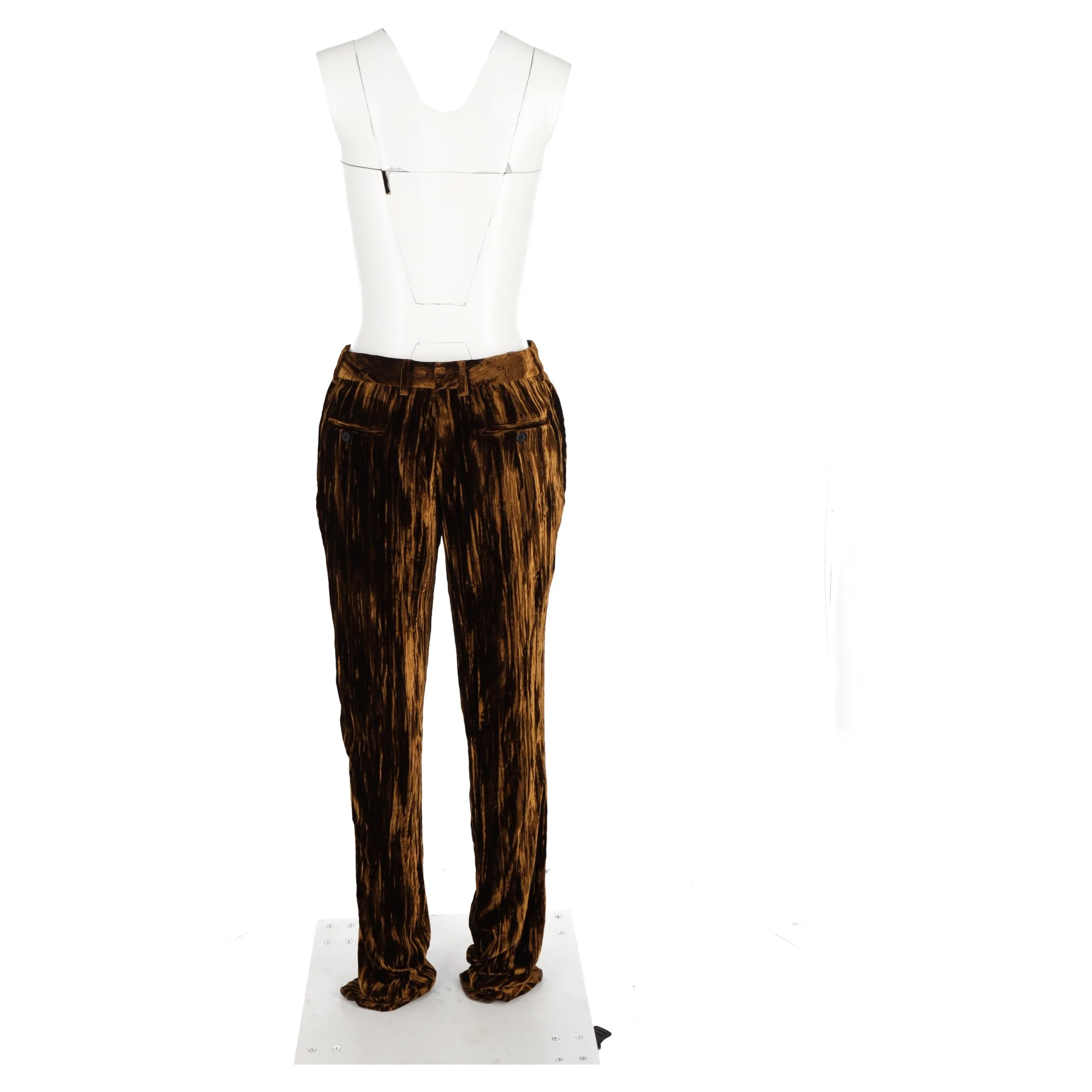 Women's Saint Laurent Straight-Leg Tapered Pants in Brown Velvet - Image 6