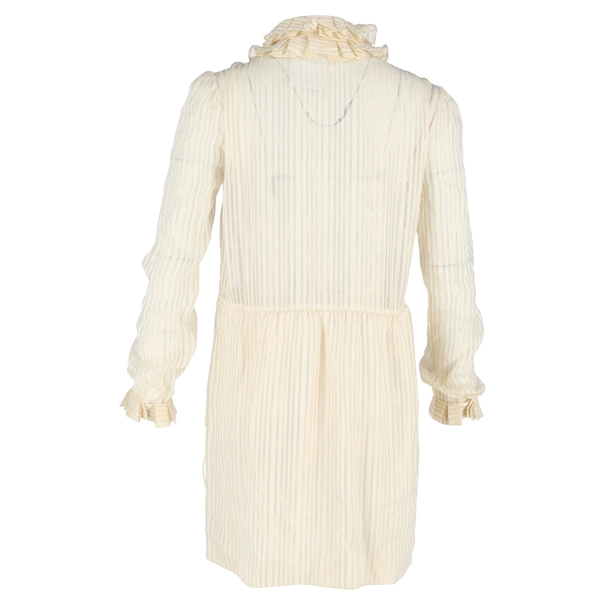 Women's Saint Laurent Striped Lamé Mini Dress in Cream Silk - Image 3