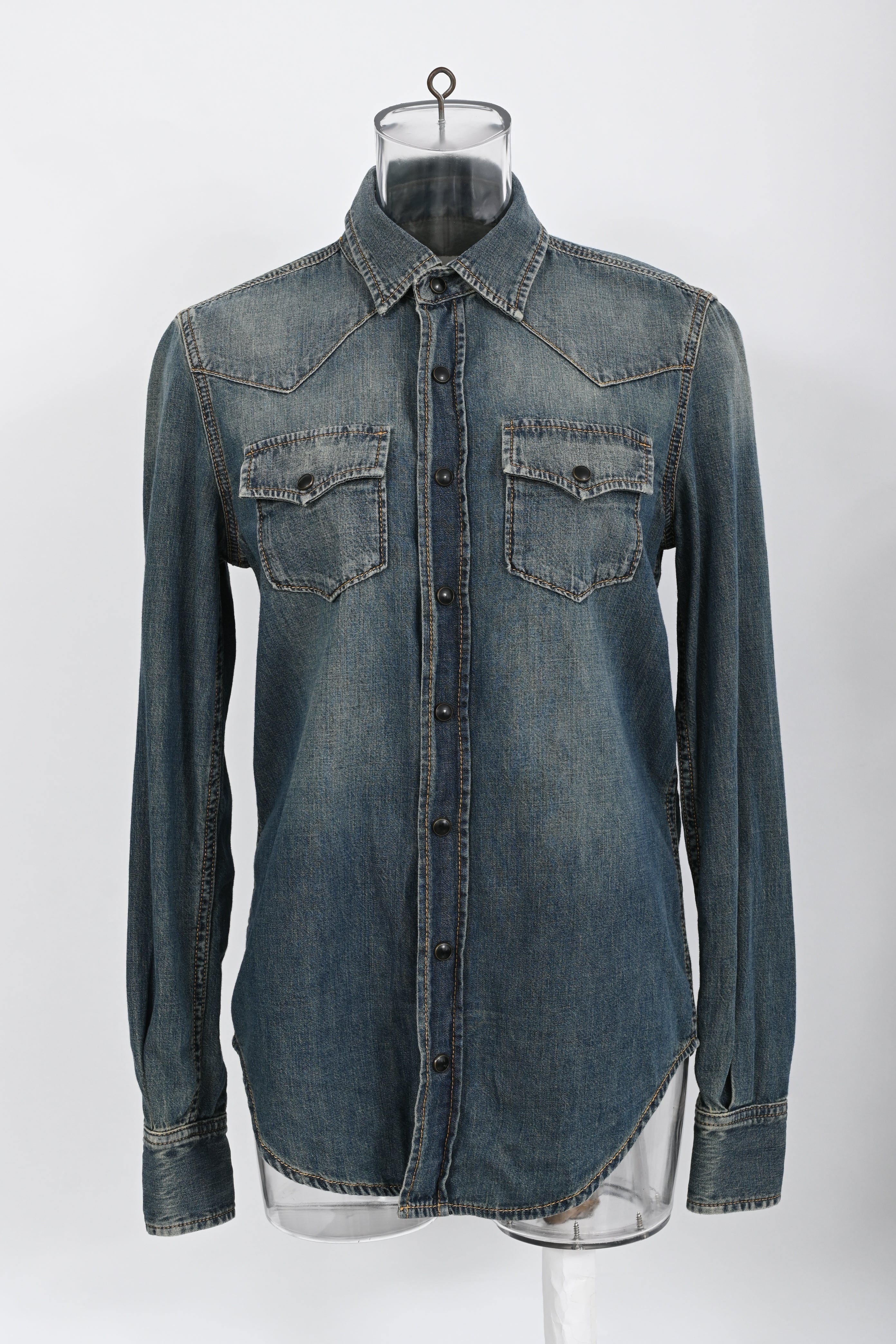 Women's Saint Laurent Western Shirt in Light Blue Denim - Image 6
