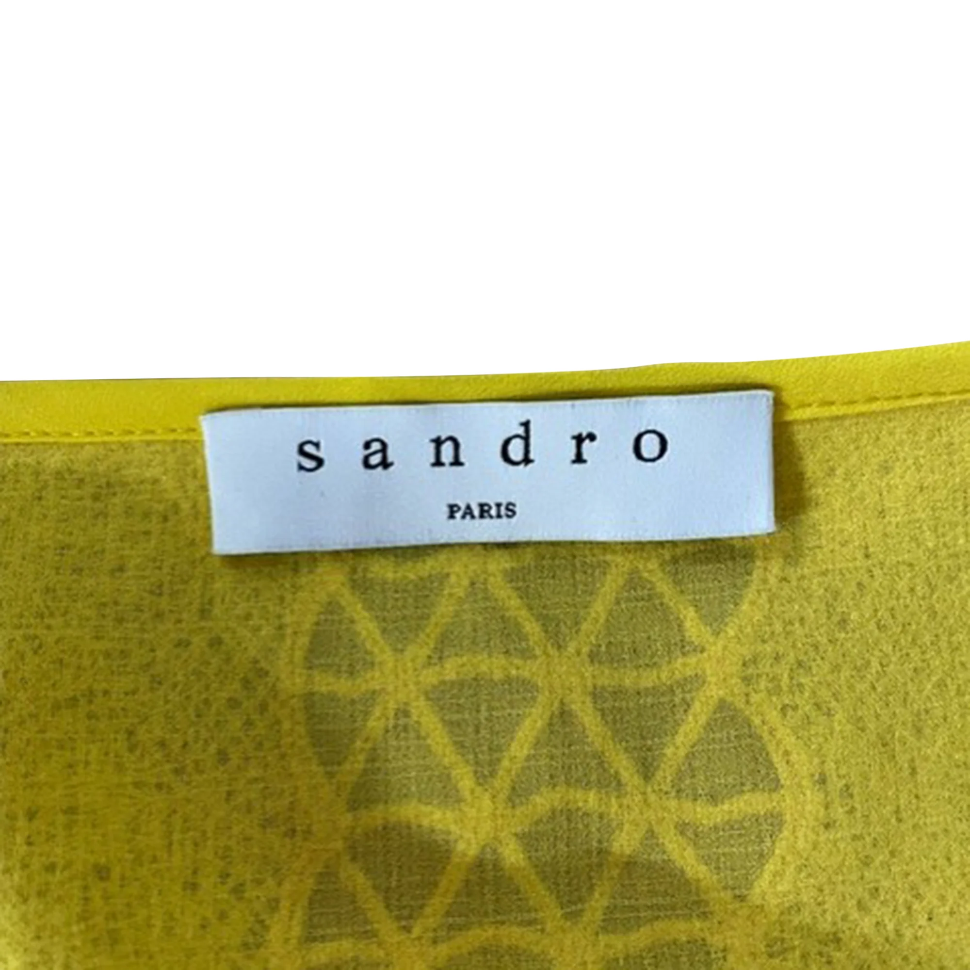 Women's Sandro Crew Neck Mini Dress in Yellow Polyester - Image 3
