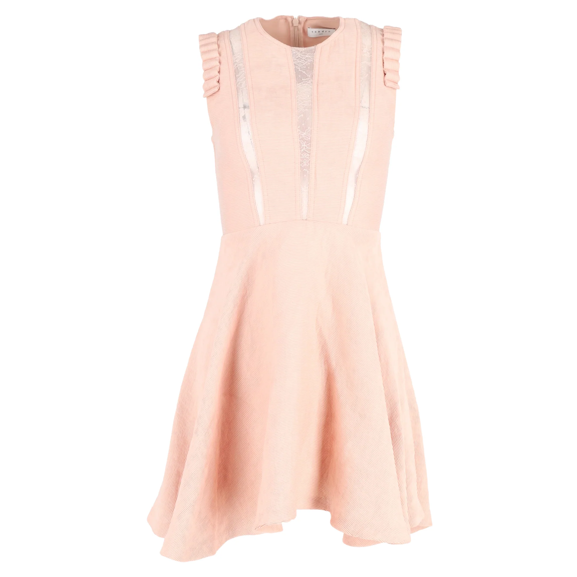 Women's Sandro Enrika Lace-Insert Mini Dress In Pink Viscose