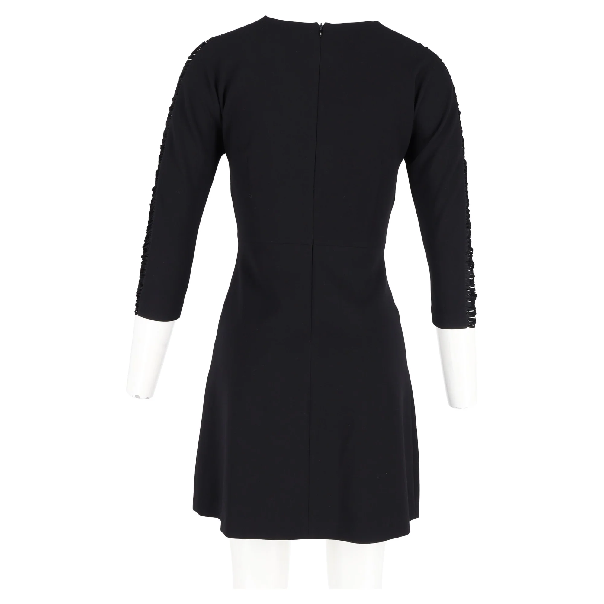 Women's Sandro Fringed Sleeve Mini Dress in Black Polyester - Image 6