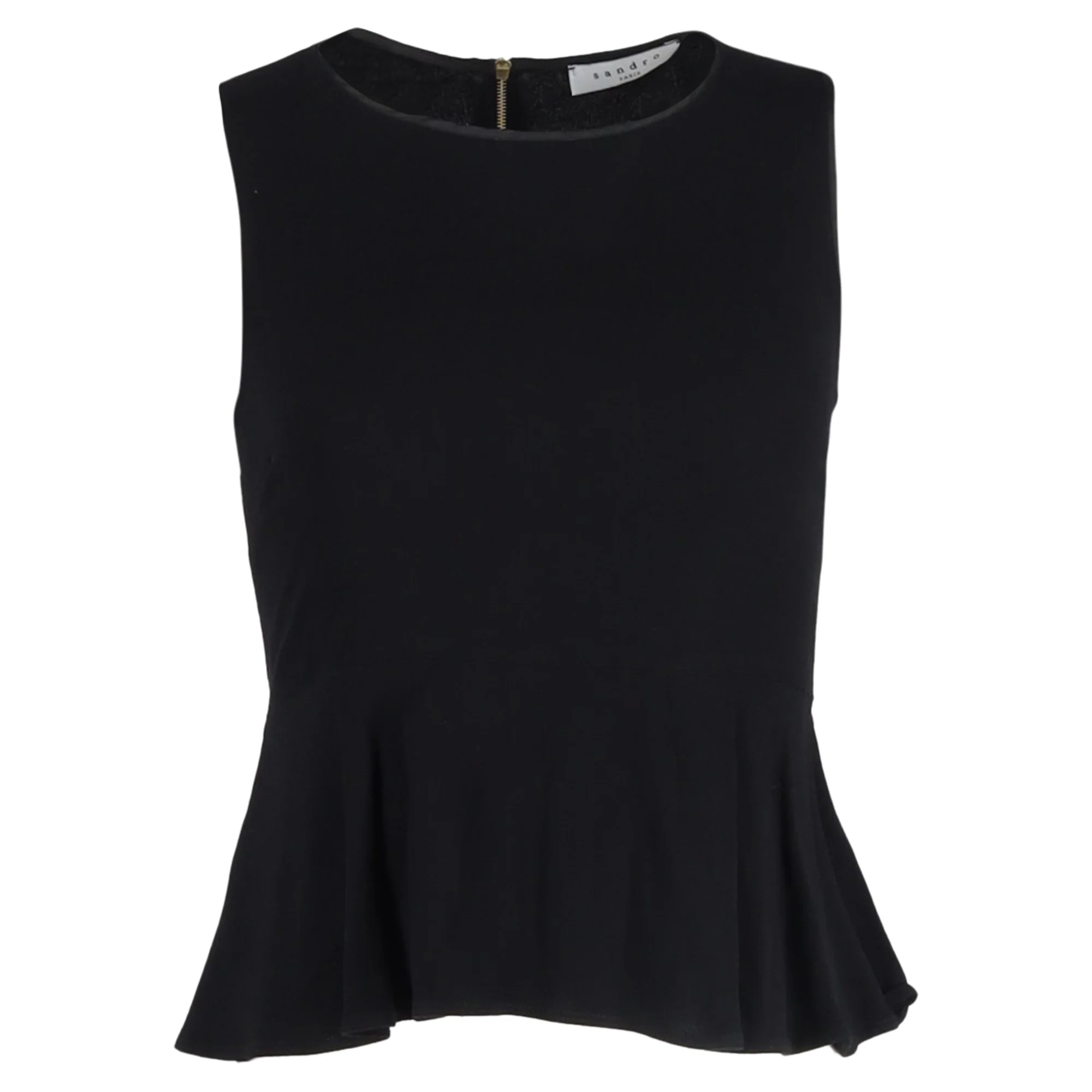Women's Sandro Paris Peplum Top in Black Polyester
