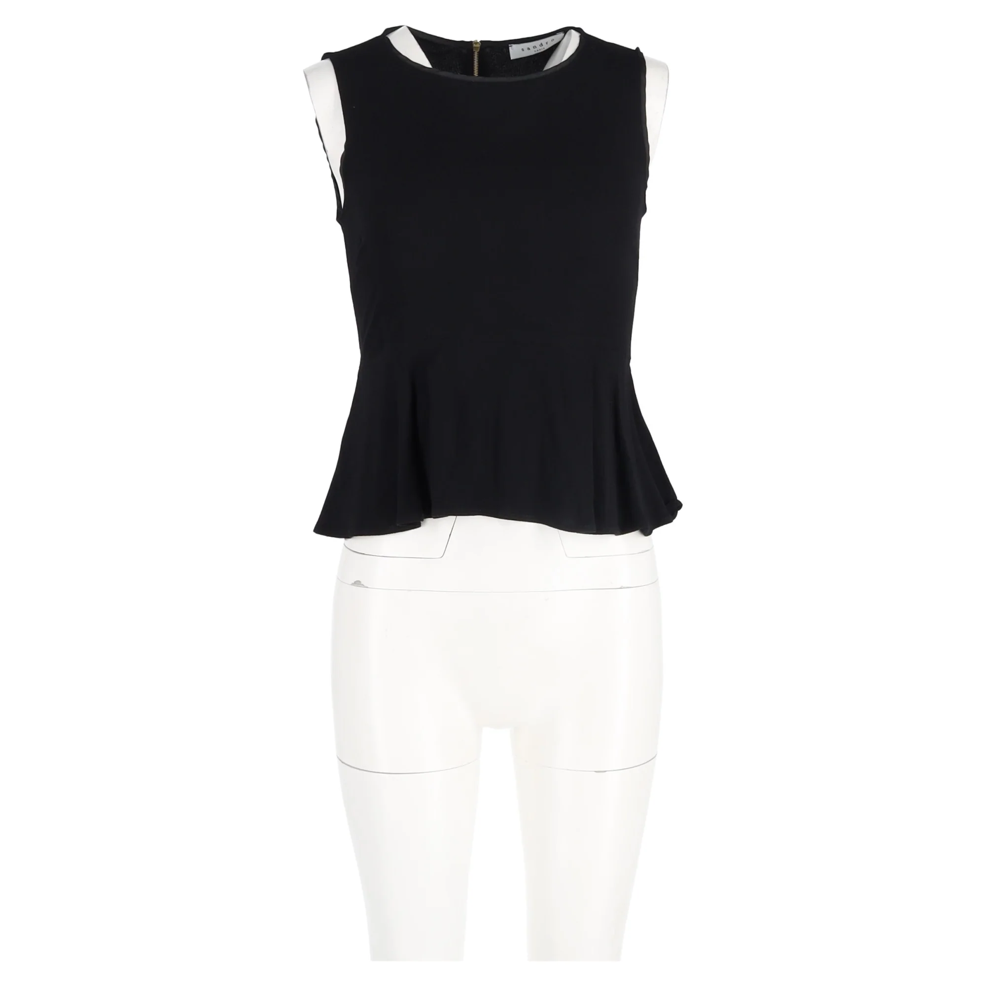 Women's Sandro Paris Peplum Top in Black Polyester - Image 4