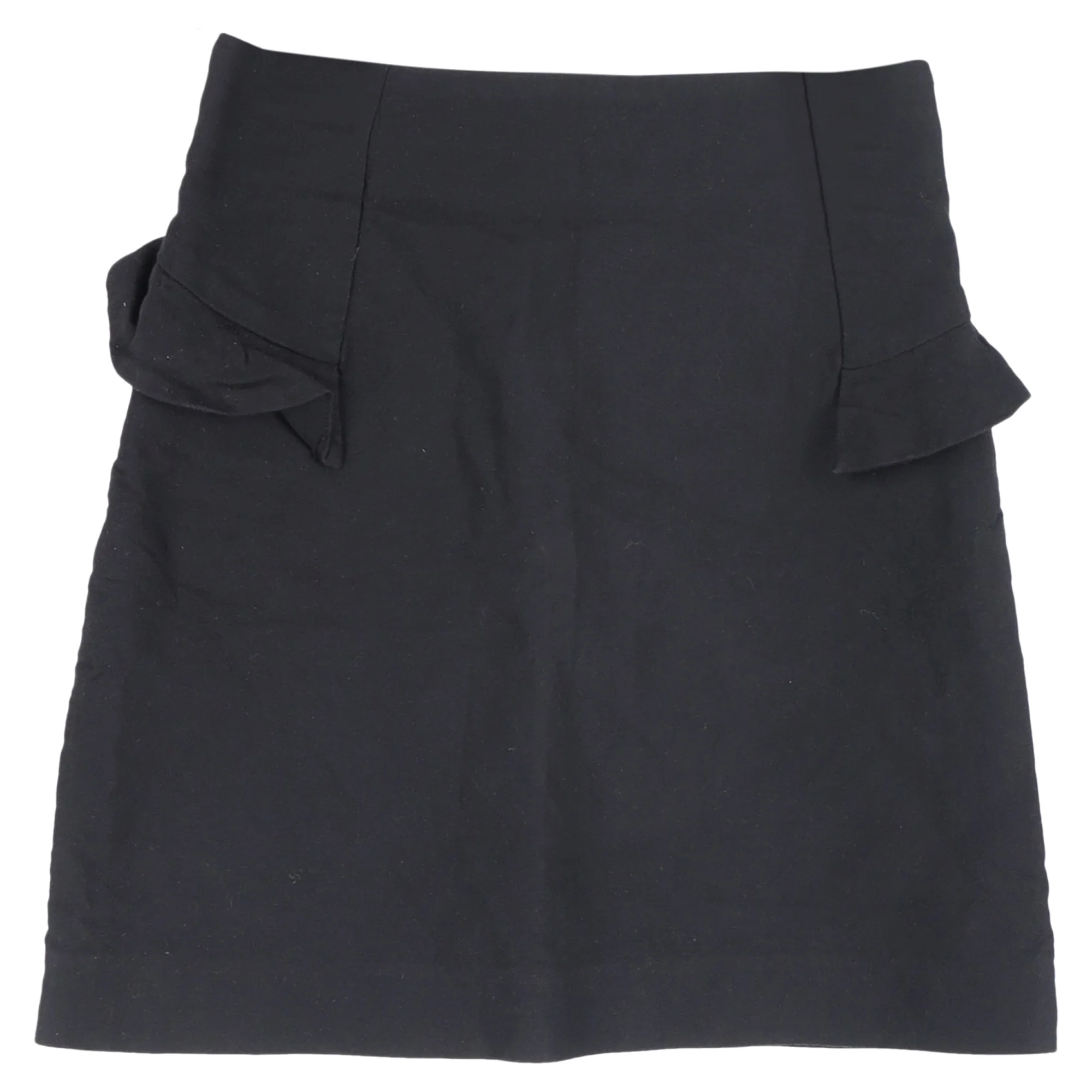 Women's Sandro Paris Ruffle Trim Mini A-Line Skirt in Black Wool