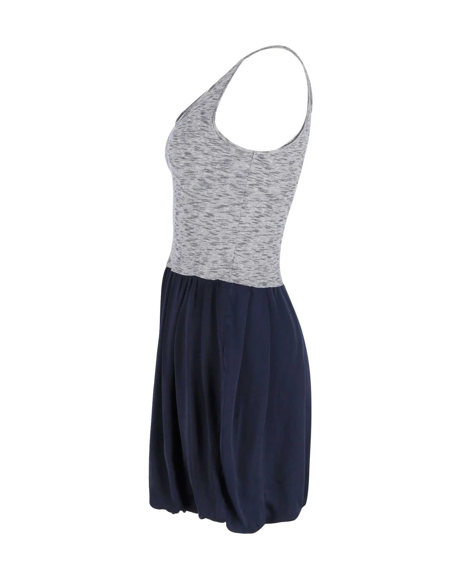 Women's Sandro Paris Sleeveless Mini Dress in Grey and Navy Blue Cotton - Image 2