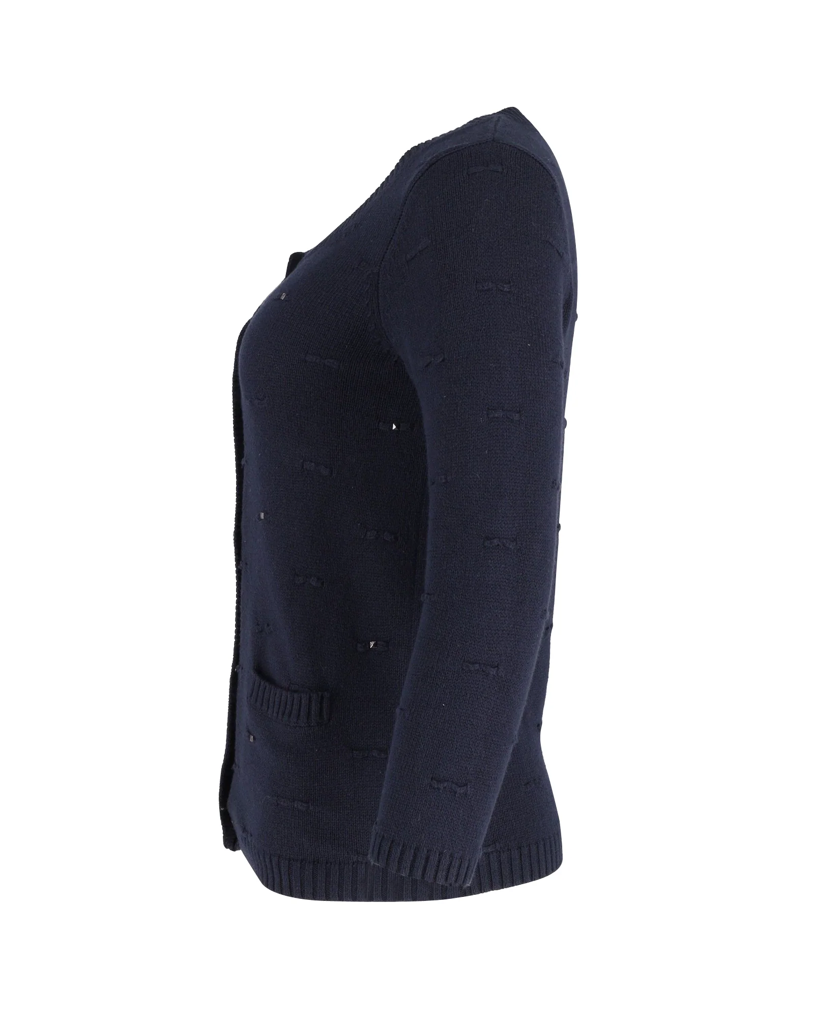 Women's Sandro Paris Studded Cardigan in Navy Blue Cotton - Image 2