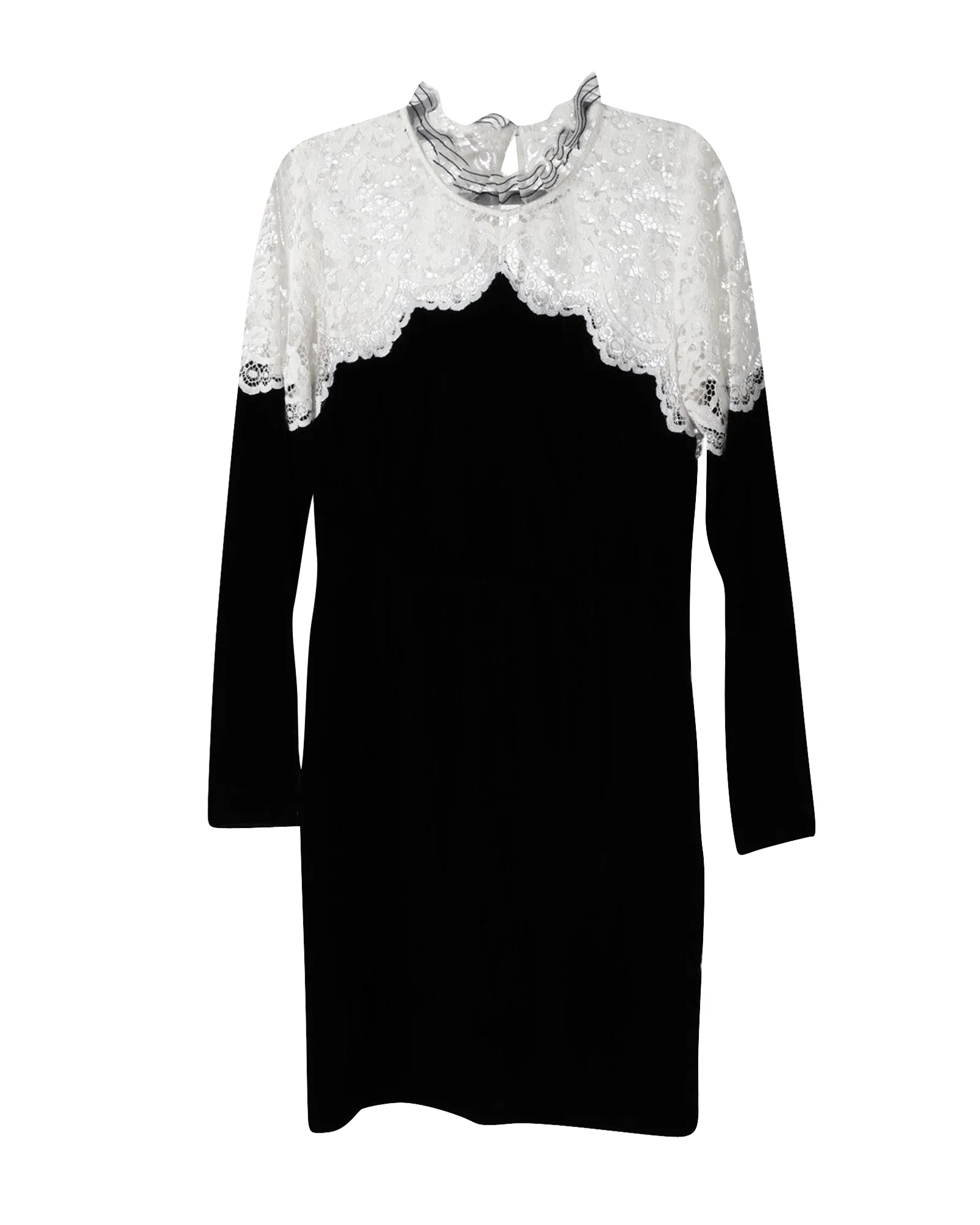 Women's Sandro Paris Two-Tone Lace Midi Dress in Black/White Viscose