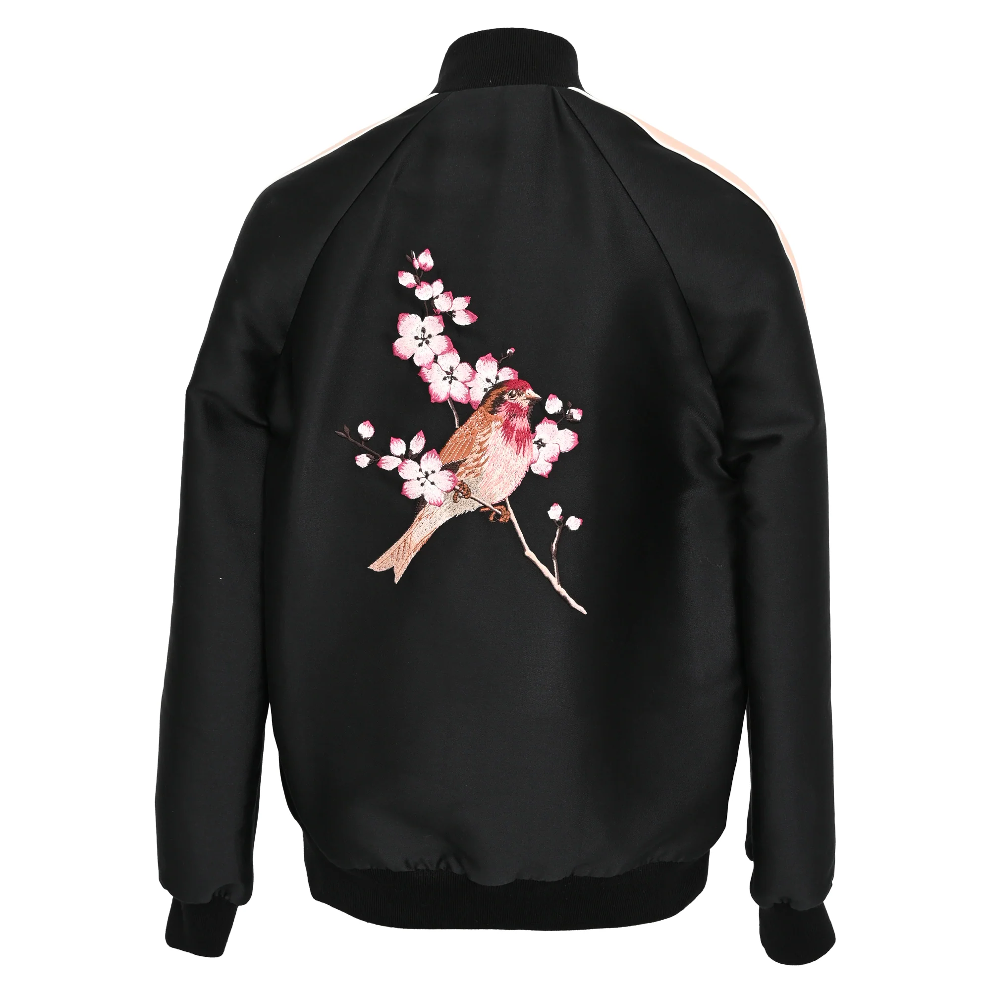 Women's Stella McCartney Bird Embroidered Bomber Jacket In Black Cotton - Image 3