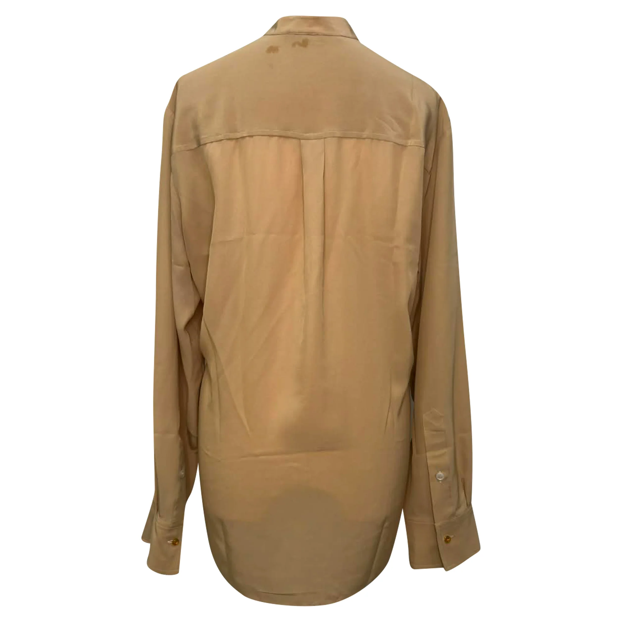 Women's Stella McCartney Mandarin Collar Blouse in Beige Silk - Image 3
