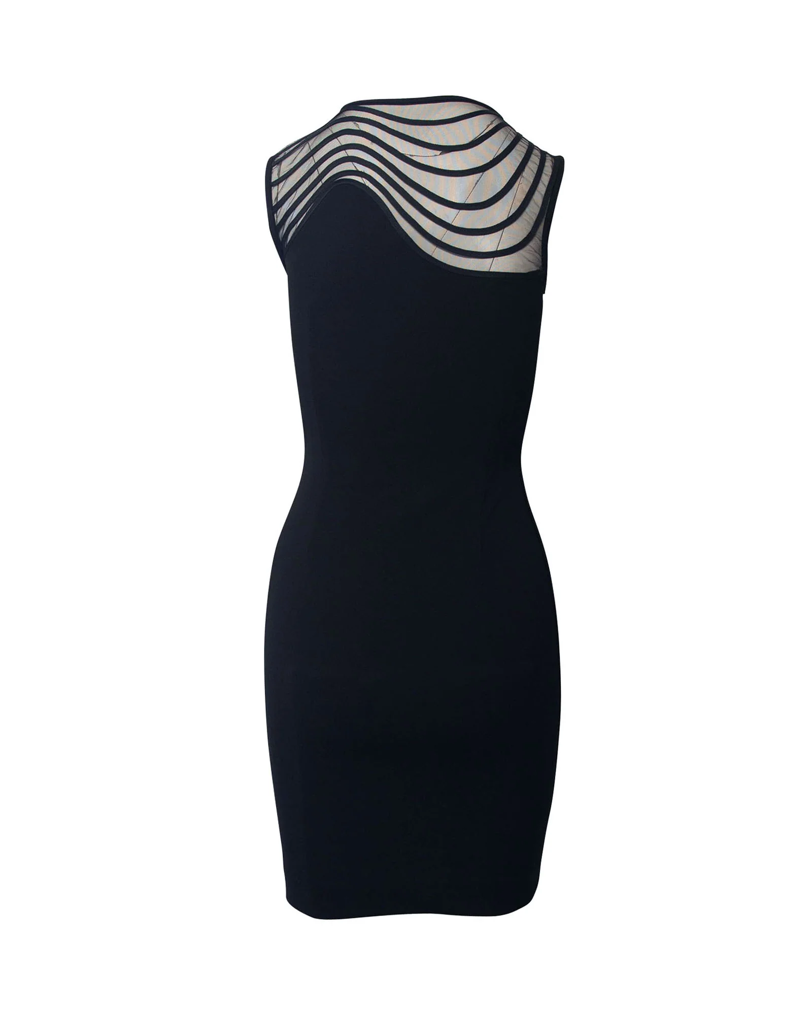 Women's Stella Mccartney Ripple Sleeveless Knit Sheath Dress in Black Wool - Image 3