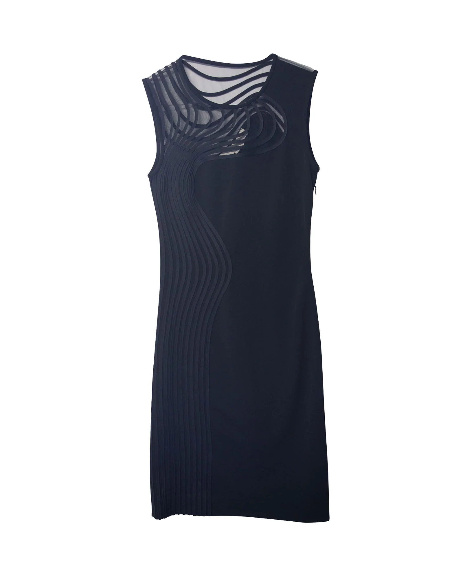 Women's Stella Mccartney Ripple Sleeveless Knit Sheath Dress in Black Wool - Image 5