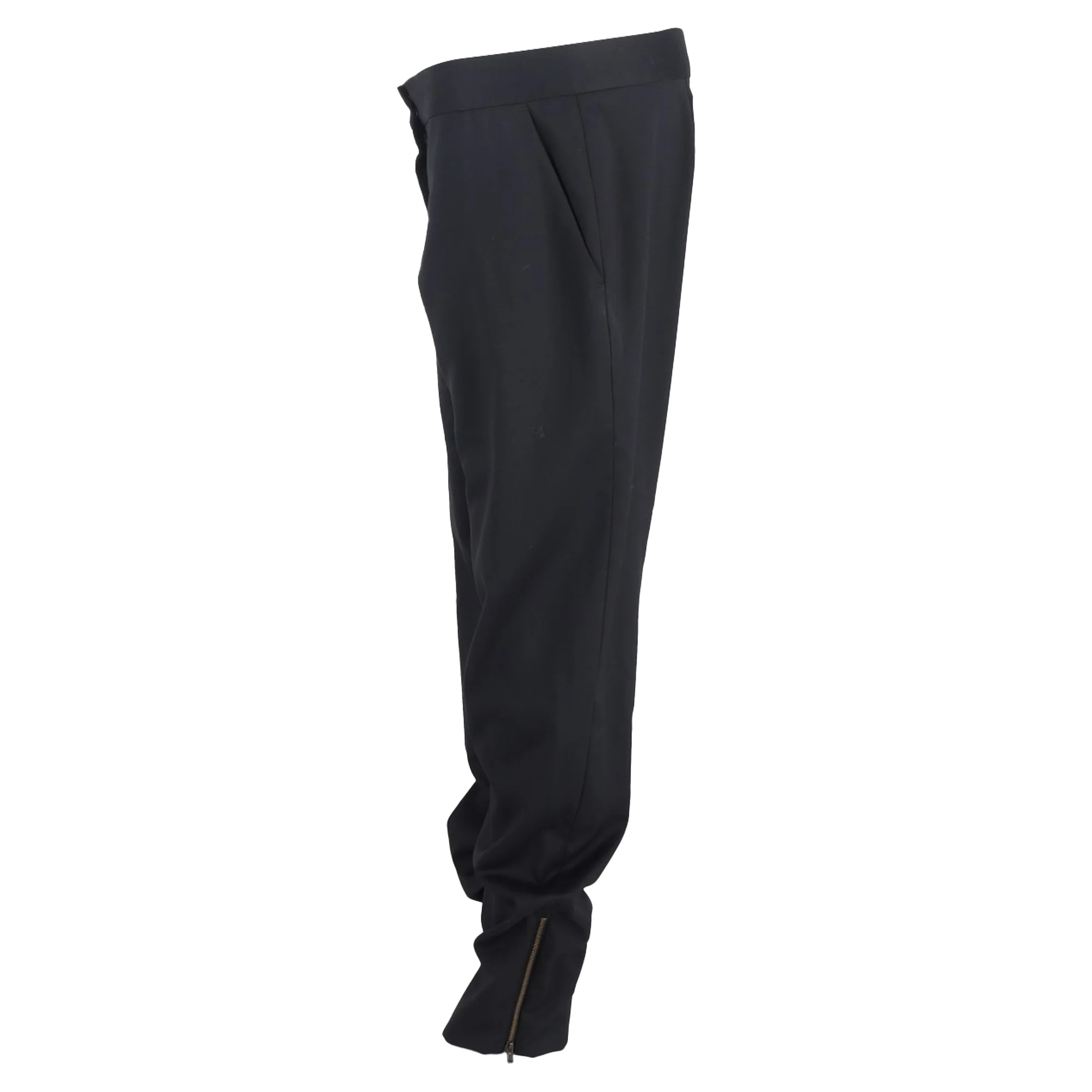 Women's Stella Mccartney Zipped Hem Detail Straight-Leg Trousers in Black Wool - Image 2