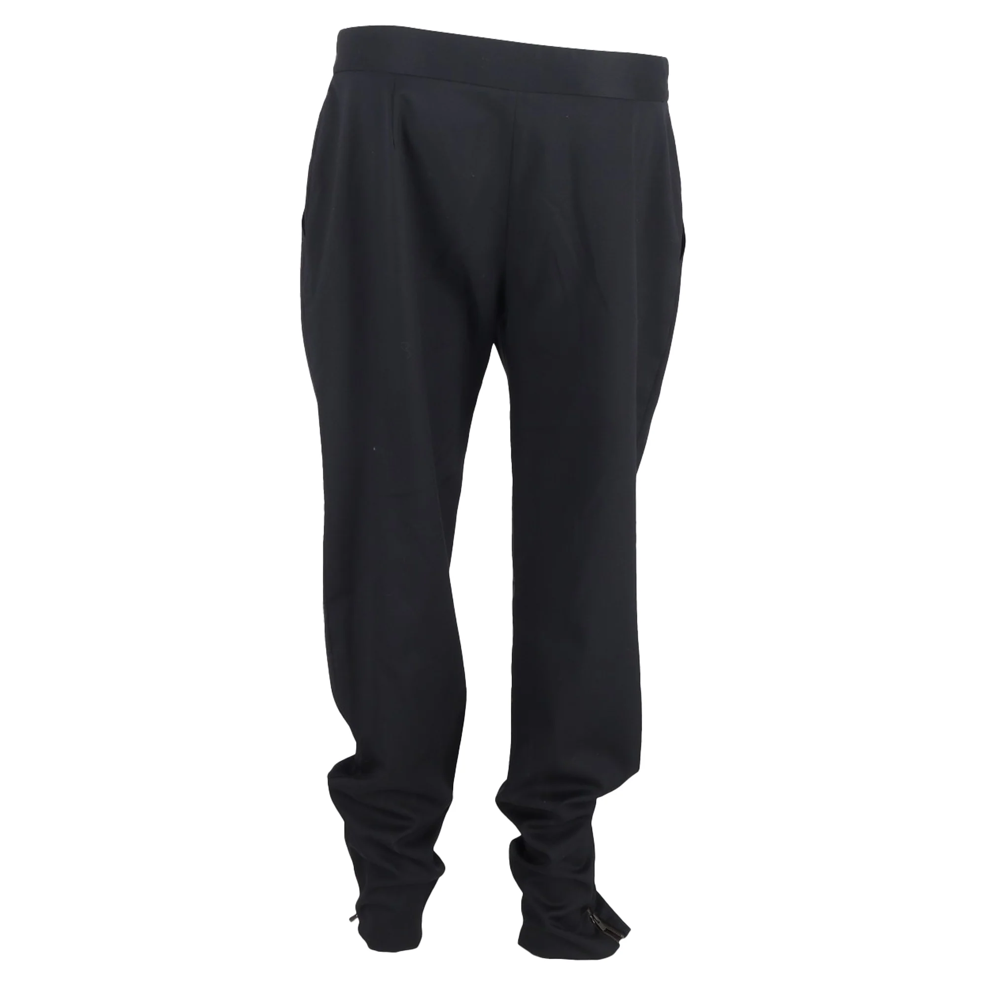 Women's Stella Mccartney Zipped Hem Detail Straight-Leg Trousers in Black Wool - Image 3