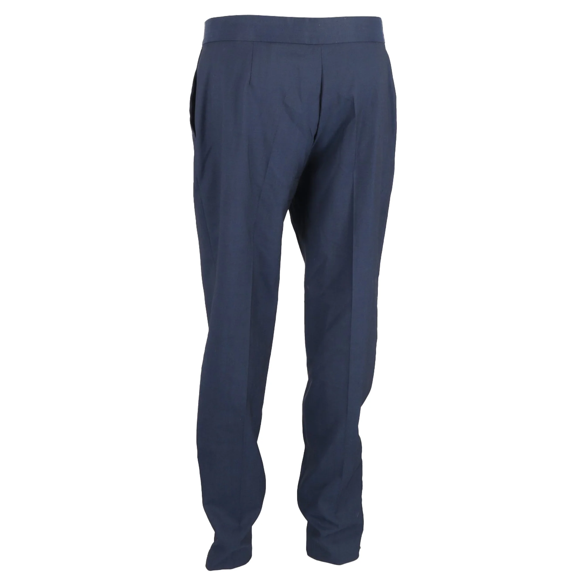 Women's Stella Mccartney Zipped Hem Detail Straight-Leg Trousers in Navy Blue Wool - Image 3