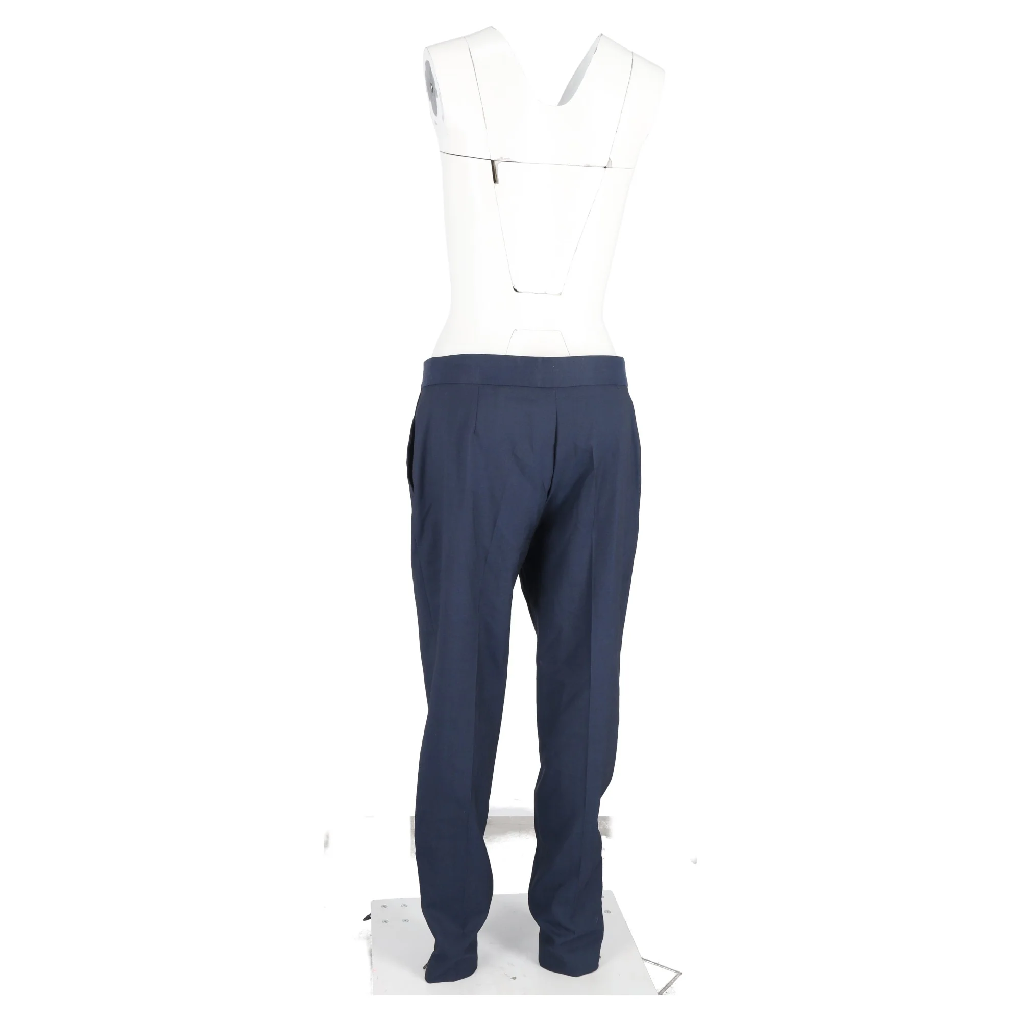 Women's Stella Mccartney Zipped Hem Detail Straight-Leg Trousers in Navy Blue Wool - Image 6