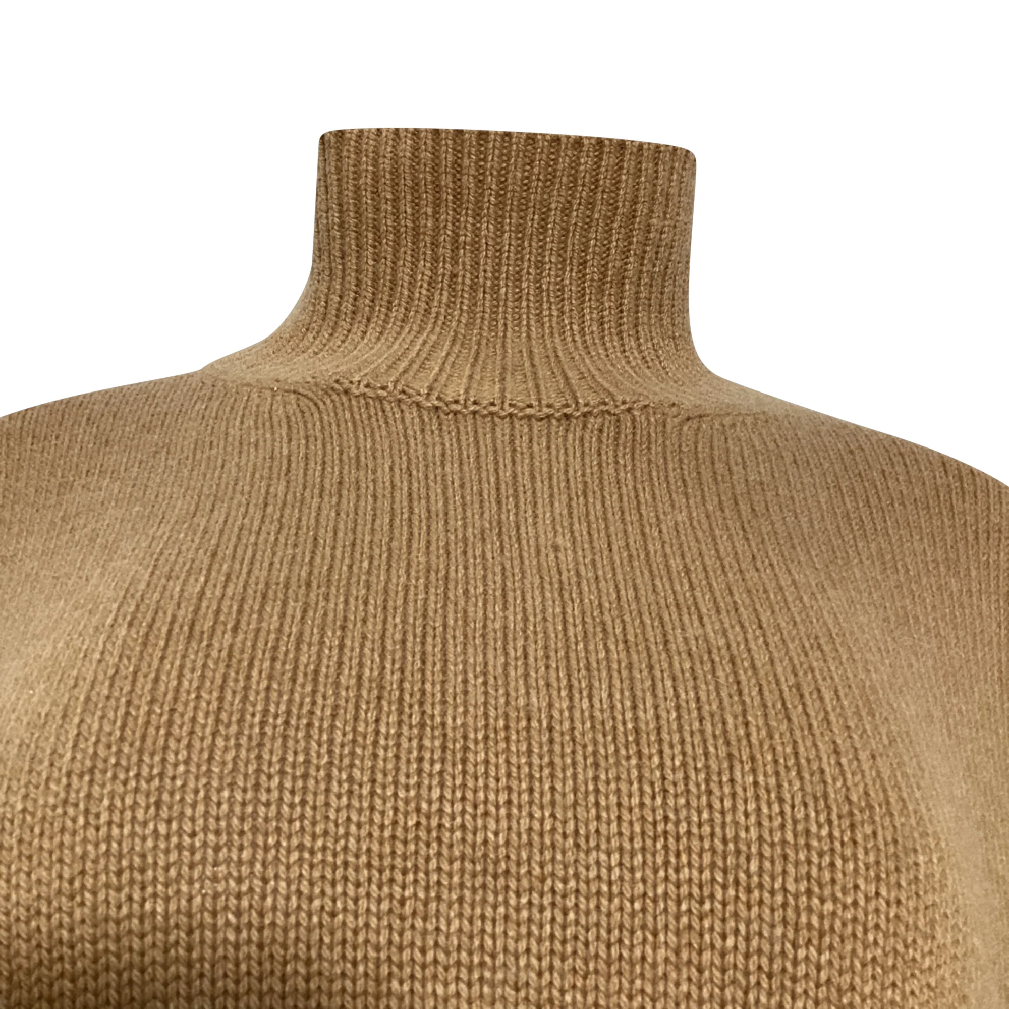 Women's The Row Hepny Mélange Turtleneck Sweater in Brown Cashmere - Image 4
