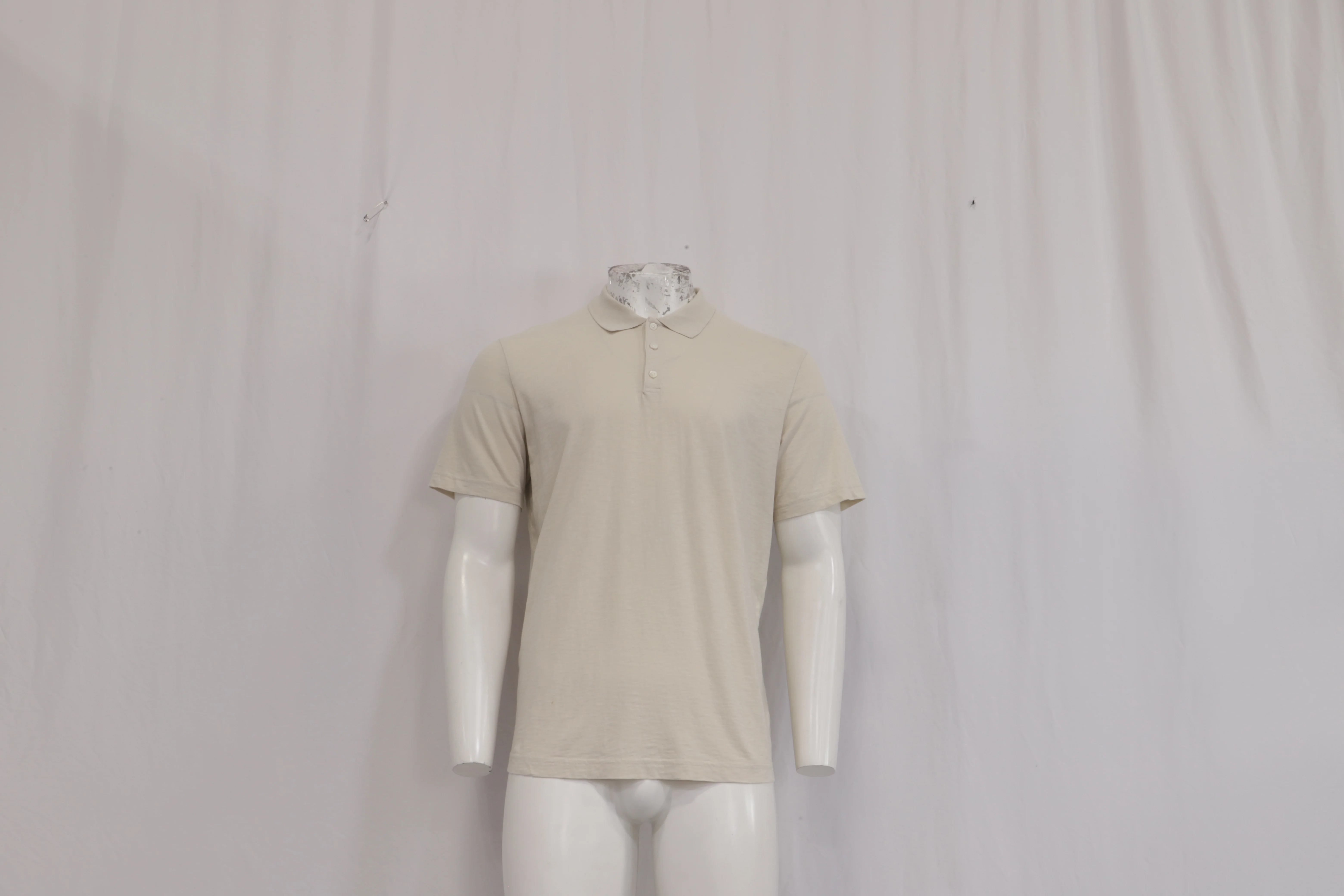 Men's Theory Short Sleeve Polo Shirt in Beige Cotton - Image 8