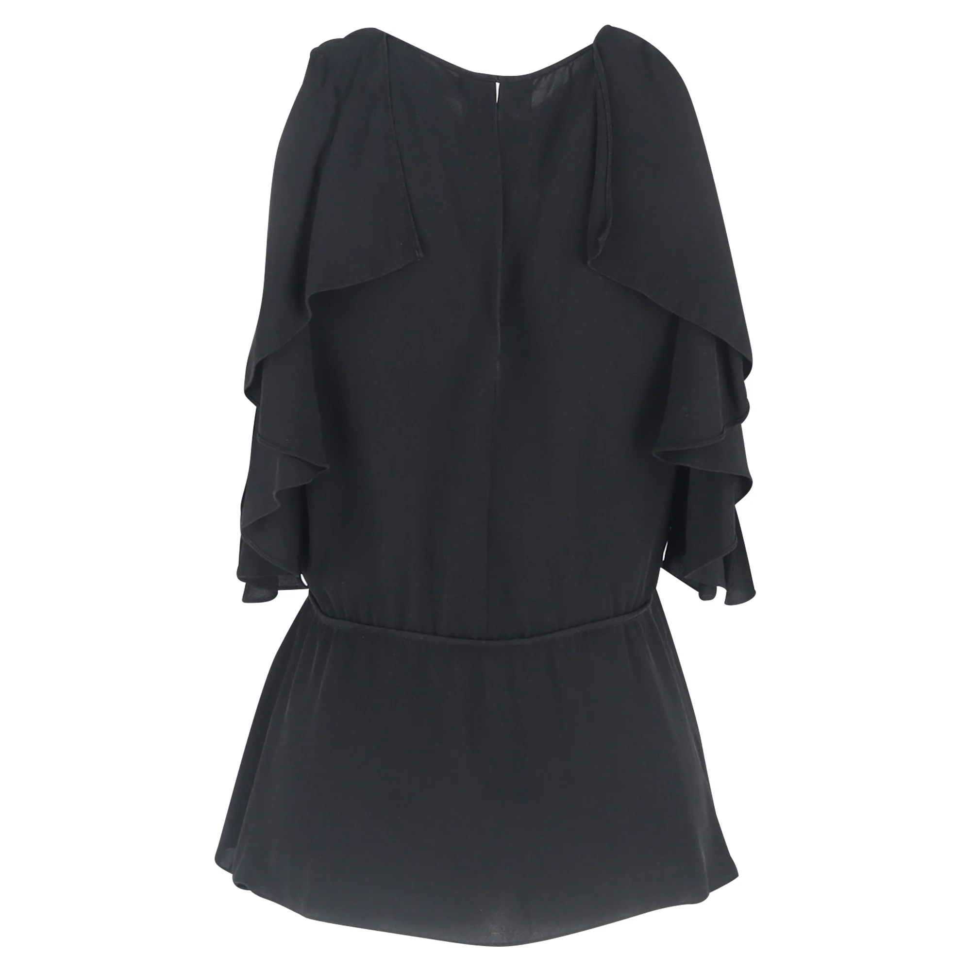 Women's Theory Desiraya Ruffled Cold Shoulder Blouse in Black Silk - Image 3
