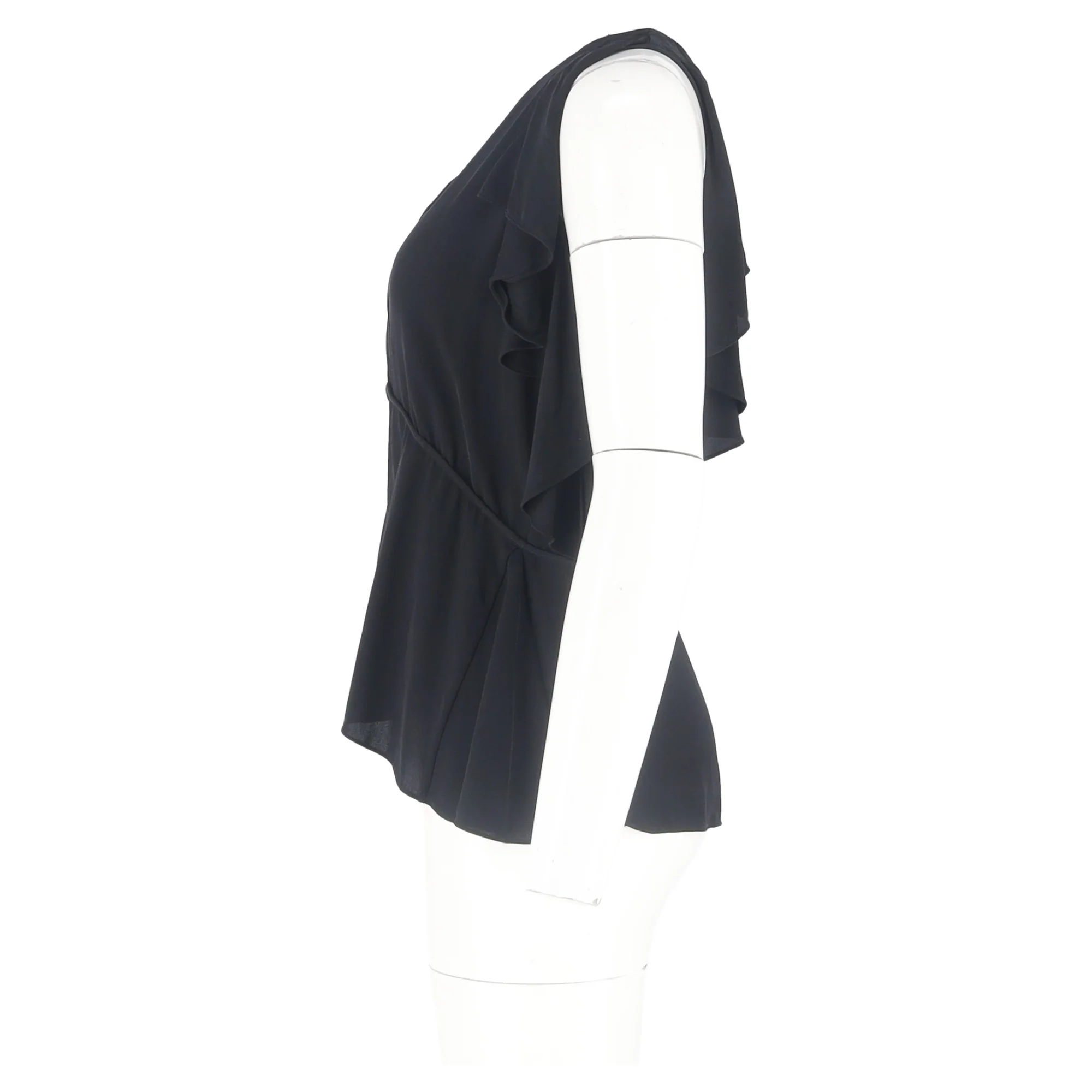 Women's Theory Desiraya Ruffled Cold Shoulder Blouse in Black Silk - Image 5