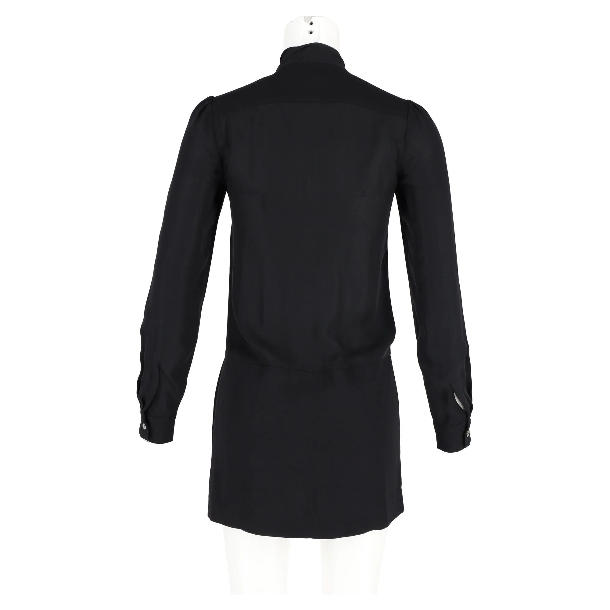 Women's Theory Pussy Bow Mini Dress in Black Viscose - Image 6