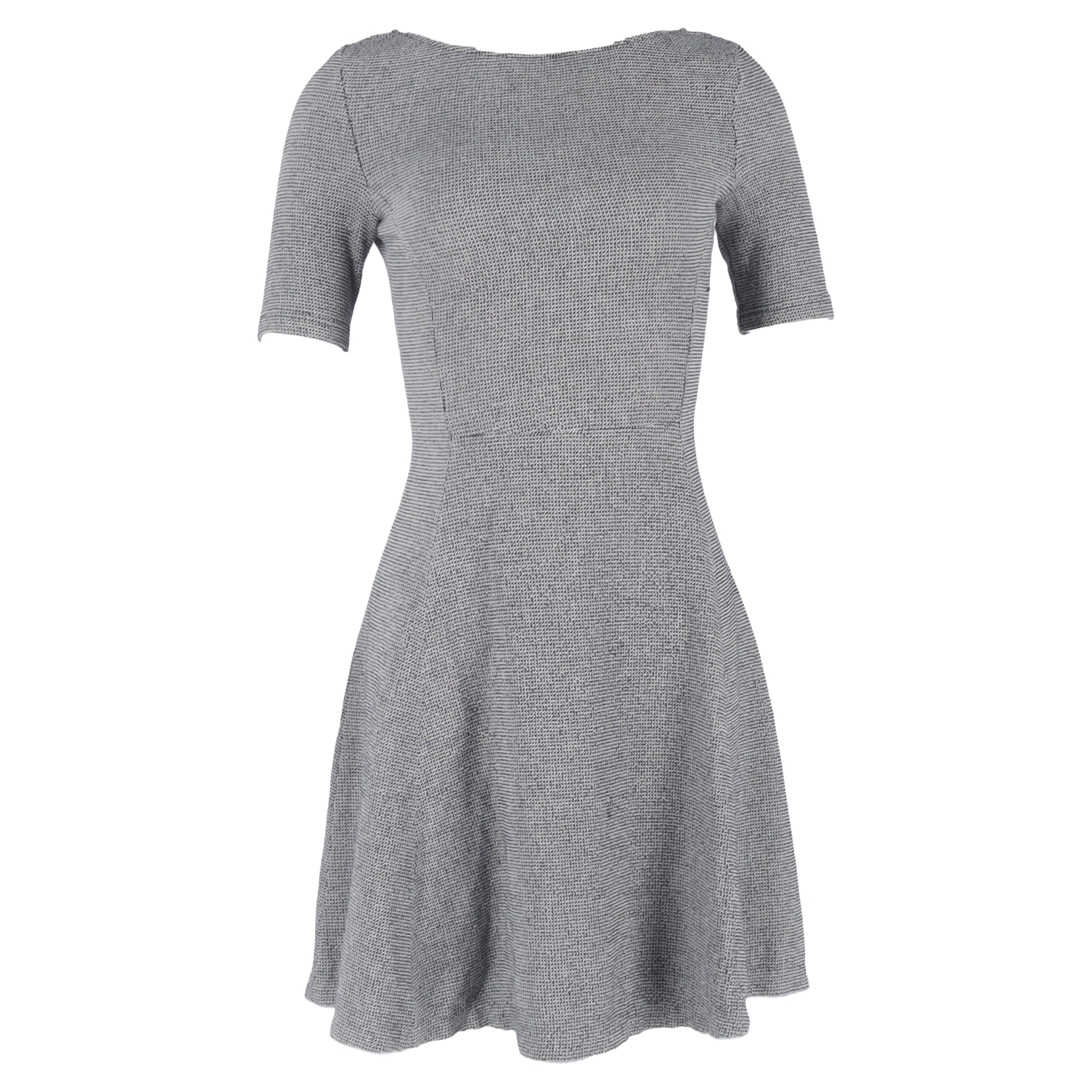 Women's Theory Tweed Short Sleeve Mini A-Line Dress in in Grey Cotton