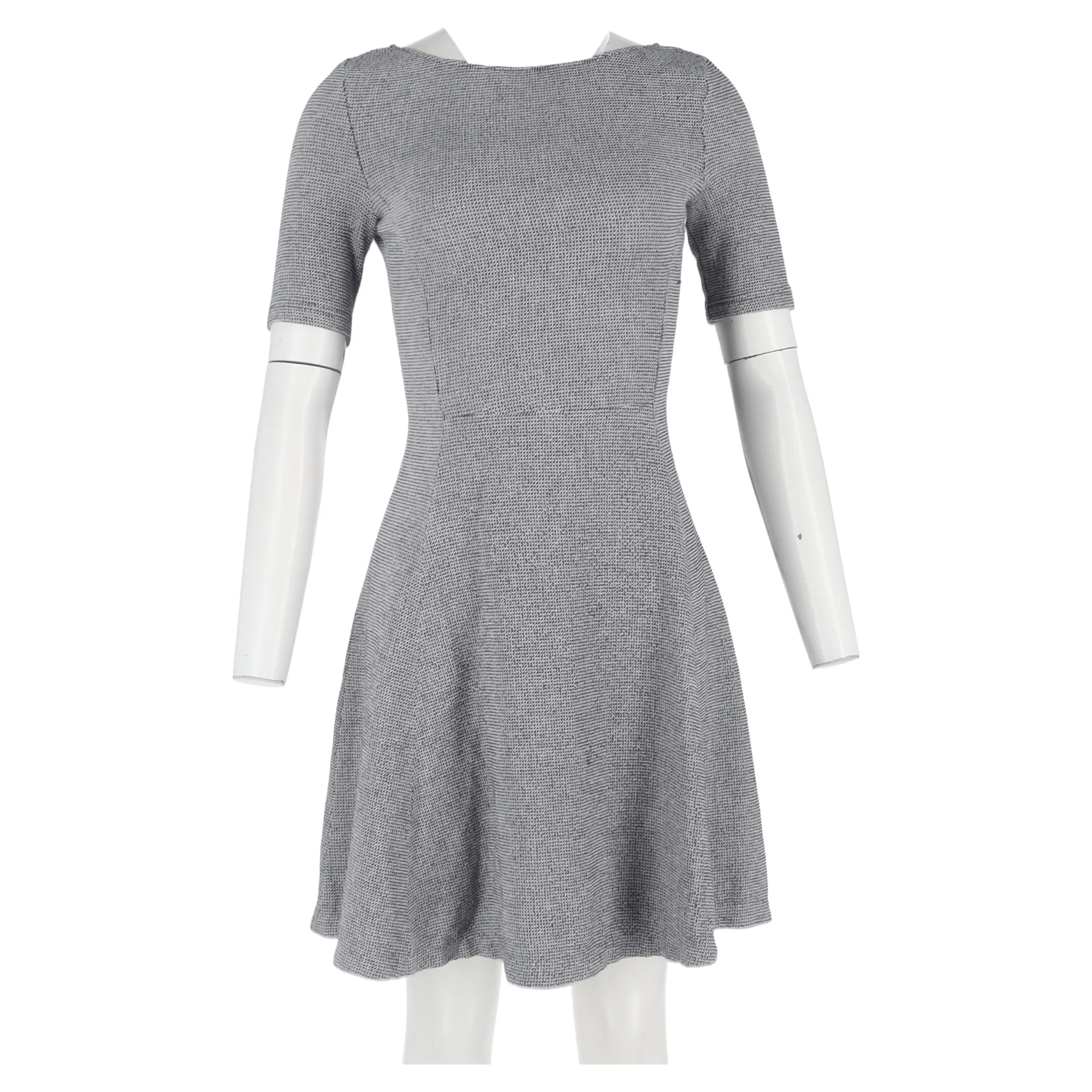 Women's Theory Tweed Short Sleeve Mini A-Line Dress in in Grey Cotton - Image 4