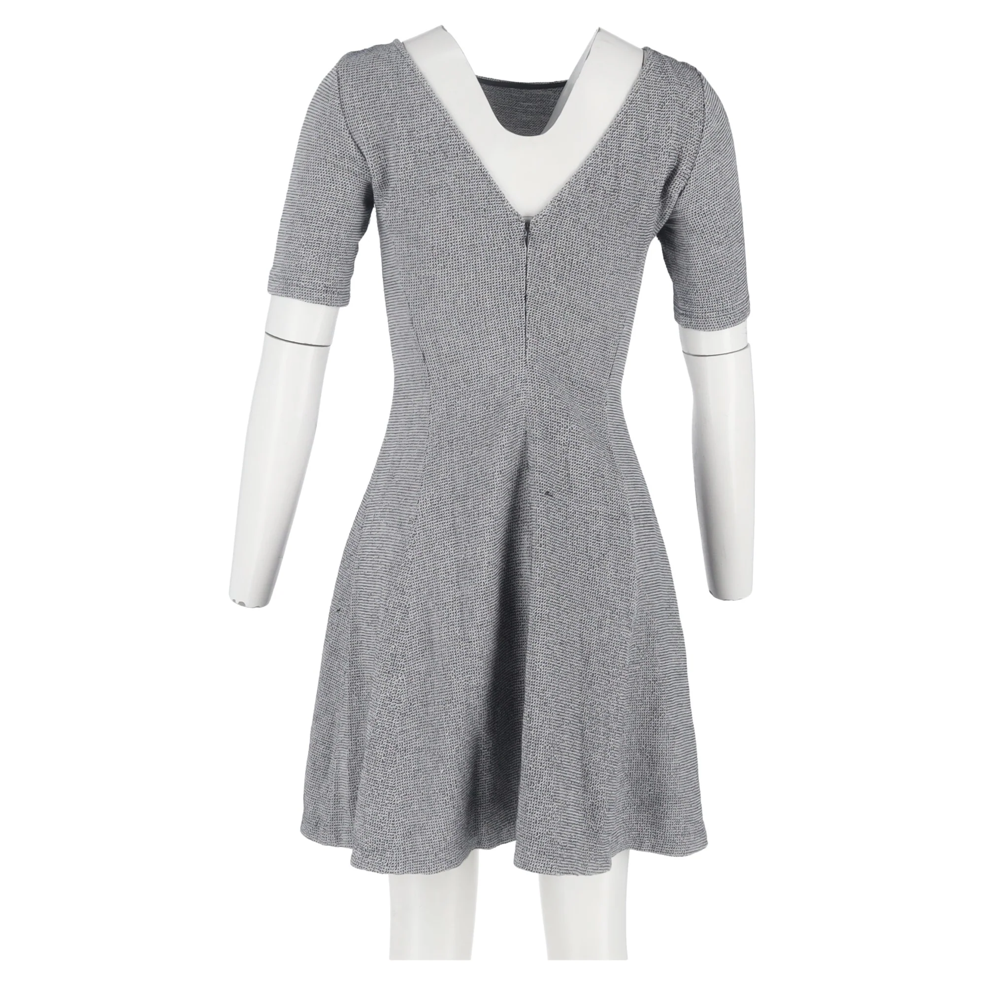 Women's Theory Tweed Short Sleeve Mini A-Line Dress in in Grey Cotton - Image 6