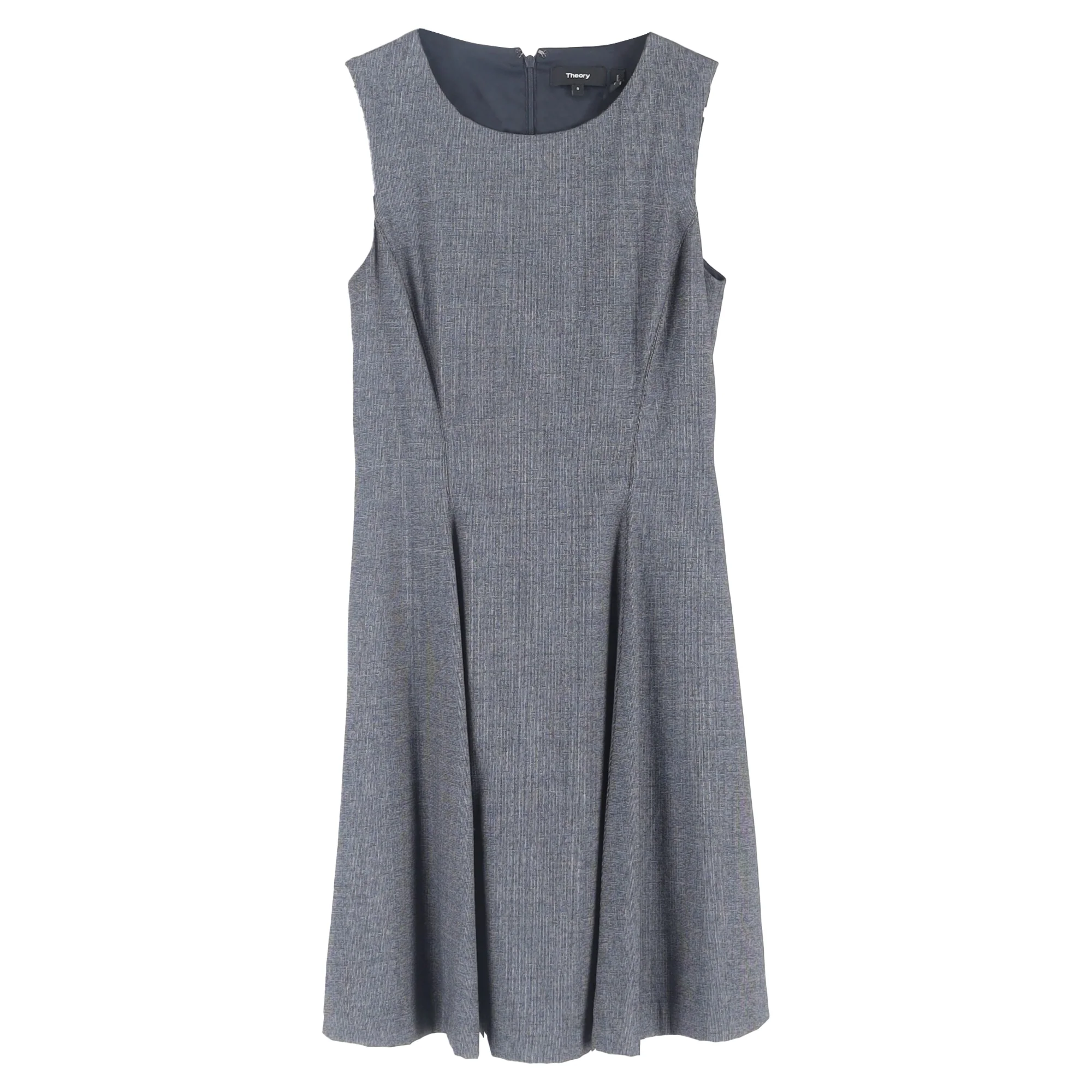 Women's Theory Tweed Sleeveless Mini flared Dress in Grey Wool