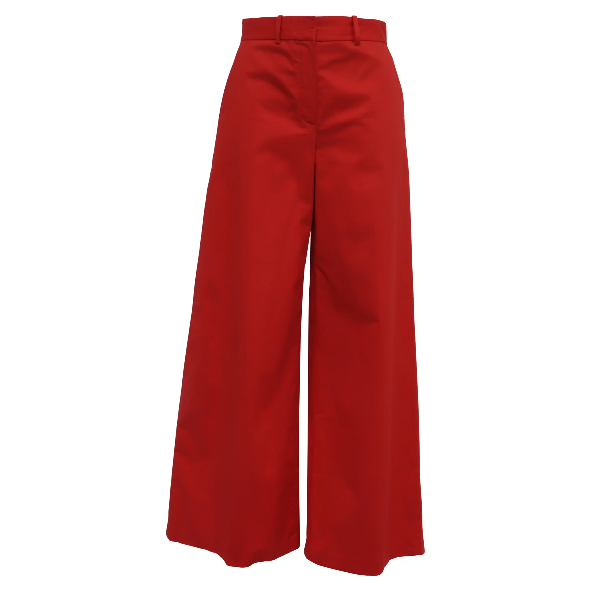Women's Theory Wide-Leg Trousers in Red Cotton