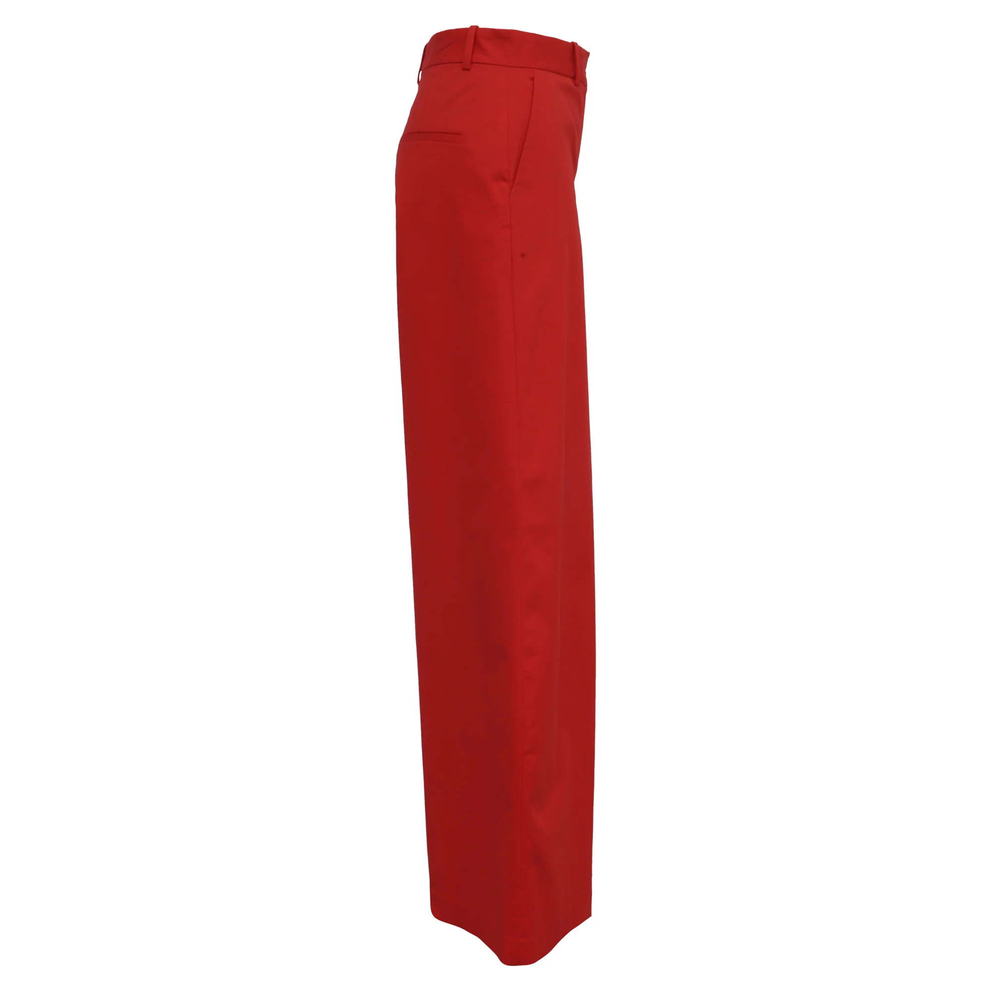 Women's Theory Wide-Leg Trousers in Red Cotton - Image 2