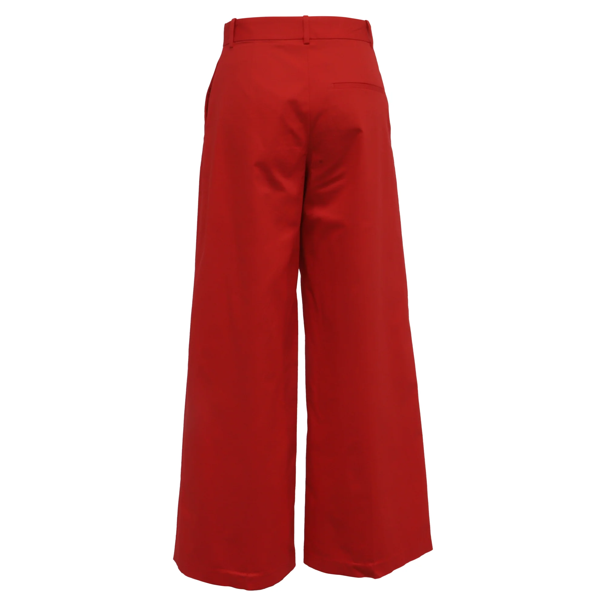 Women's Theory Wide-Leg Trousers in Red Cotton - Image 3