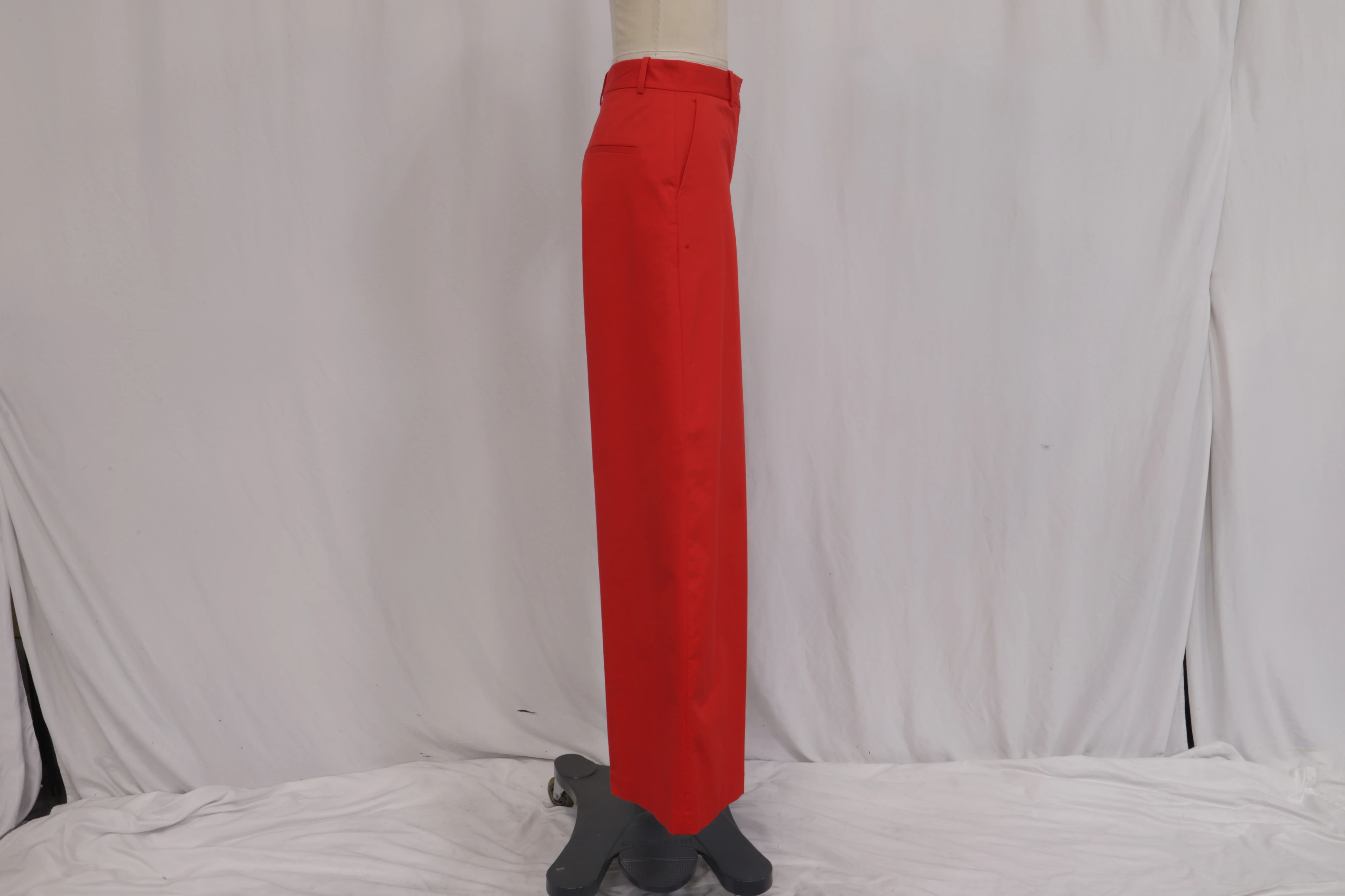 Women's Theory Wide-Leg Trousers in Red Cotton - Image 7